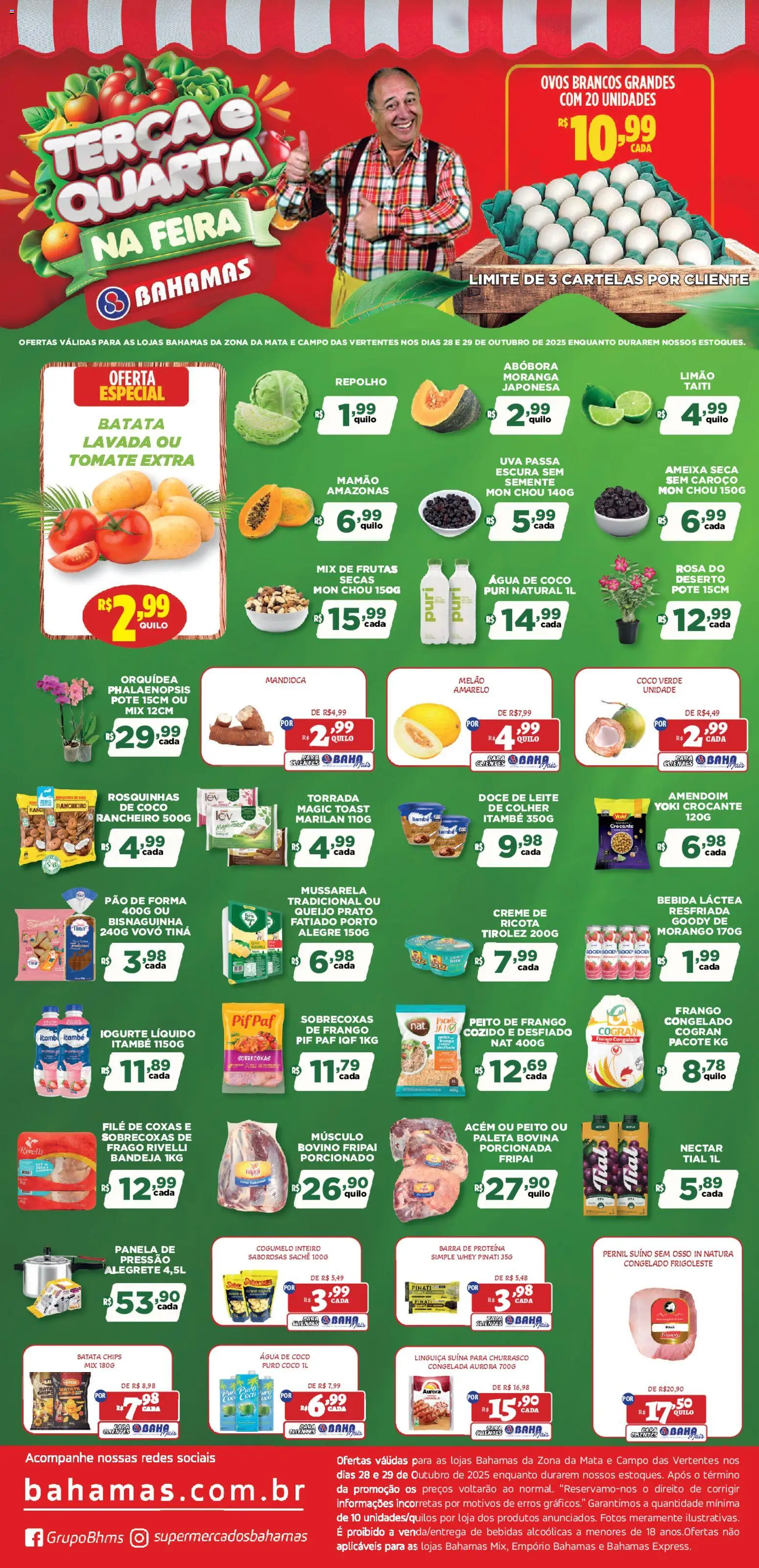 Pré-Visualização do folheto "Ofertas Terça e Quarta na Feira" da loja Bahamas Supermercados válido a partir de 28/10/2025