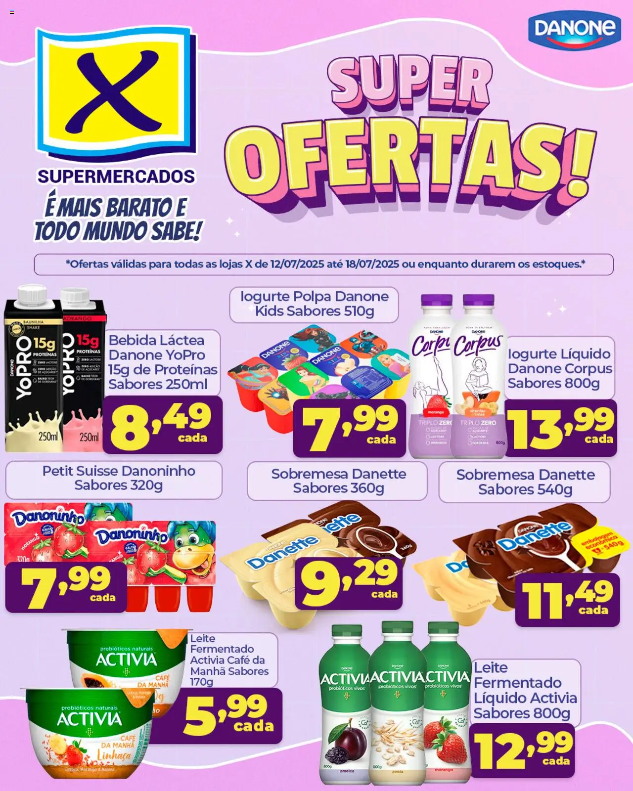 X Supermercados folheto "Ofertas Danone" válido a partir de 12/07/2025 - número de página 1