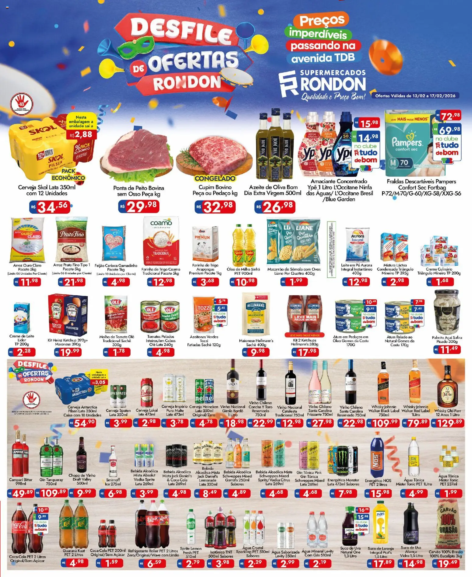 Pré-Visualização do folheto "Ofertas do semana" da loja Supermercados Rondon válido a partir de 13/02/2026