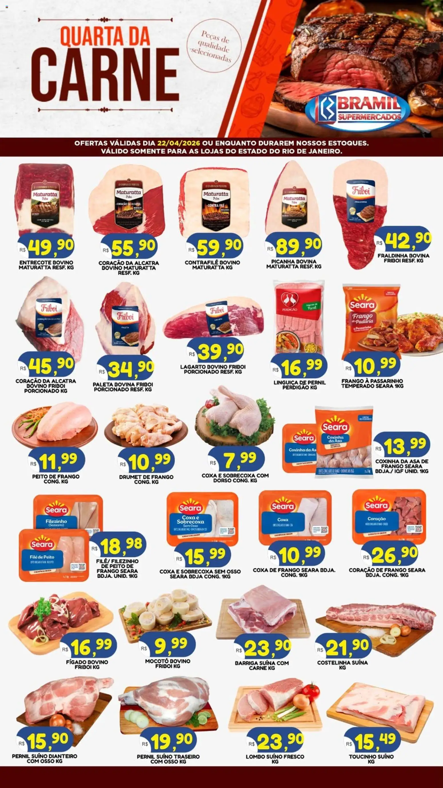 Pré-Visualização do folheto "Bramil Supermercados ofertas Quarta da Carne" da loja Bramil Supermercados válido a partir de 22/04/2026
