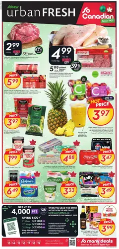 Un aperçu du dépliant Weekly Flyer - Urban Fresh du magasin Sobeys est valide à partir 13 nov. 2025