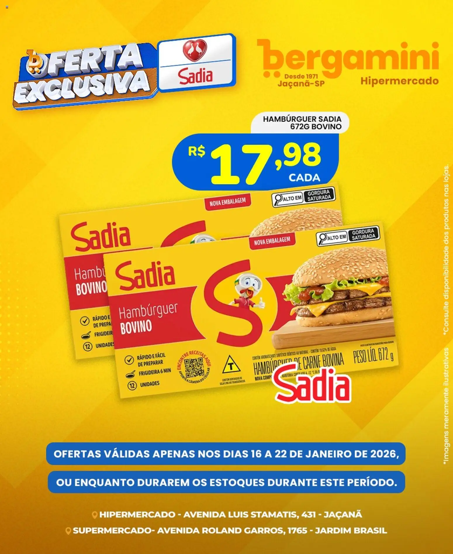 Pré-Visualização do folheto "Ofertas Sadia e Perdigão" da loja Supermercado Bergamini válido a partir de 16/01/2026