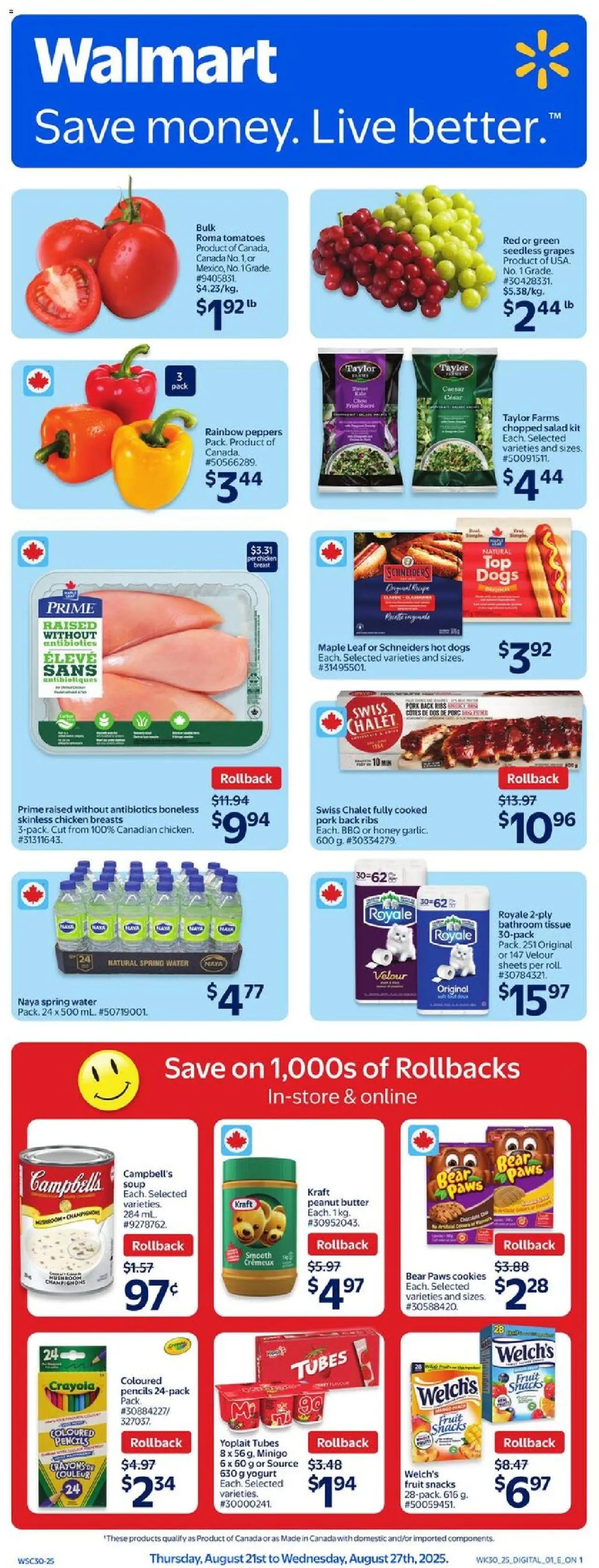 Walmart flyer valid from Aug 21, 2025 - page number 1
