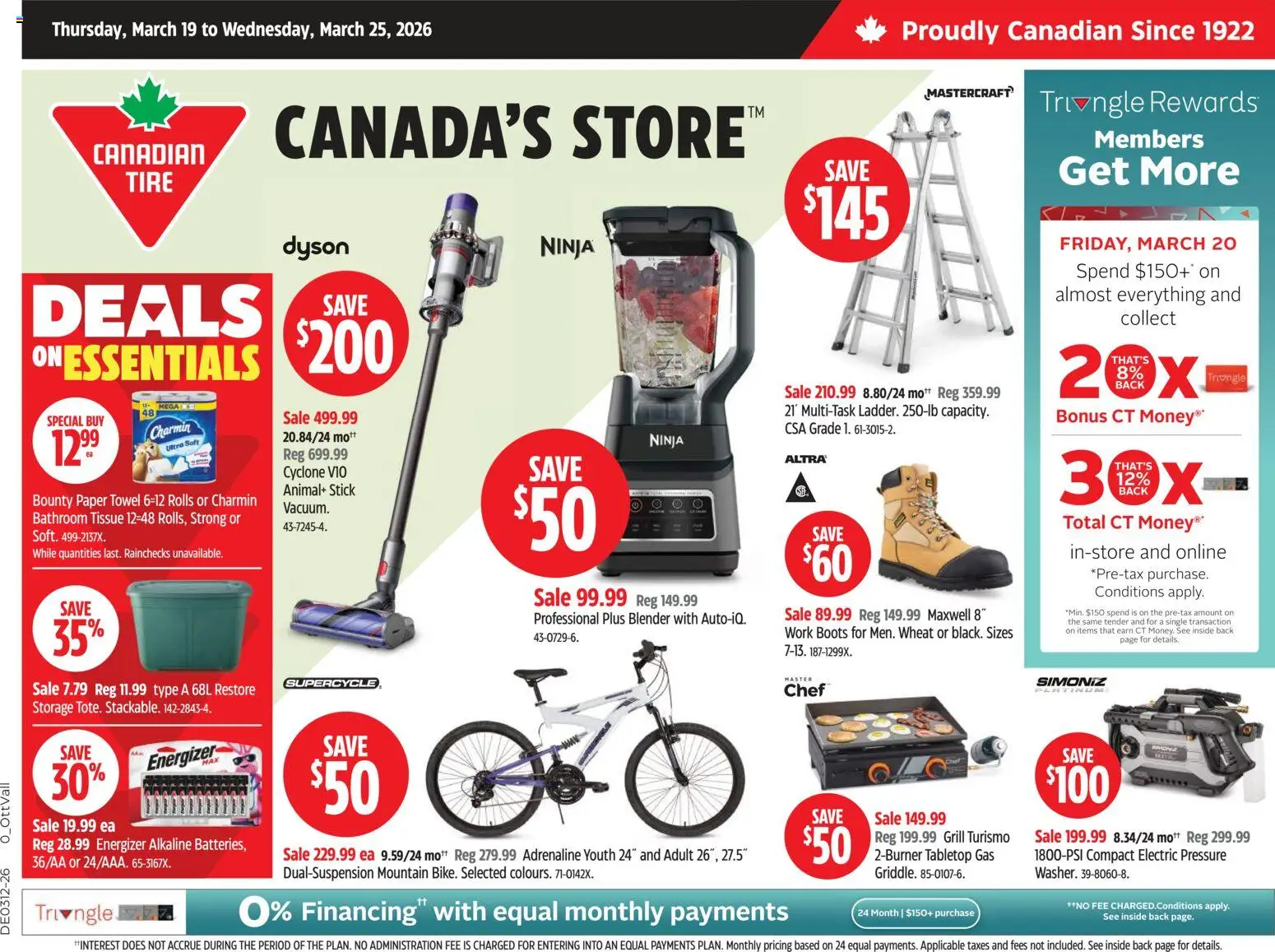 Preview of leaflet Canadian Tire weekly flyer from shop Canadian Tire is valid from Mar 19, 2026 - Blender, Boots, Grill