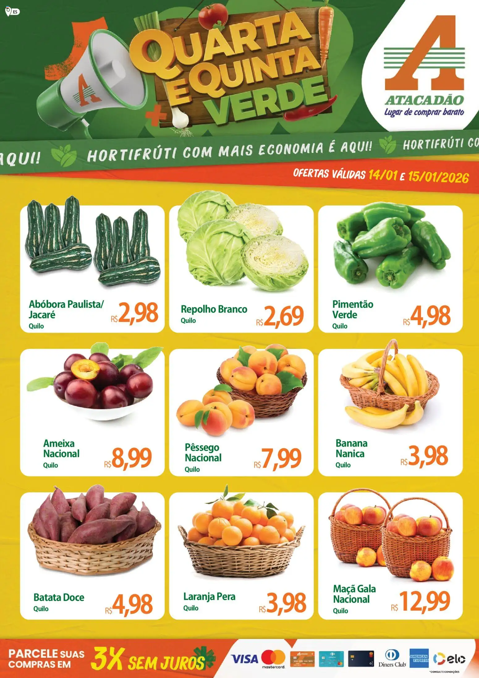 Pré-Visualização do folheto "Ofertas - ES" da loja Atacadão válido a partir de 14/01/2026