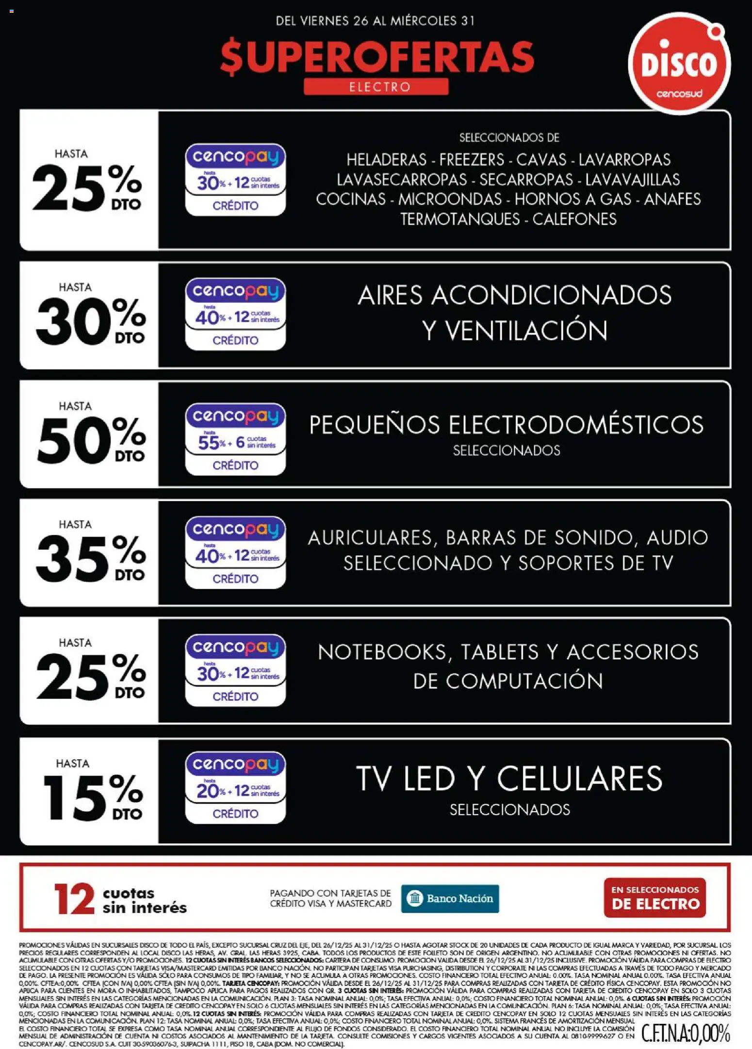 Vista previa del folleto de la tienda Disco válido desde el 25/12/2025 - Disco, Banco, Lavarropas, Microondas, Cartera, Lavavajillas, Secarropas, Audio
