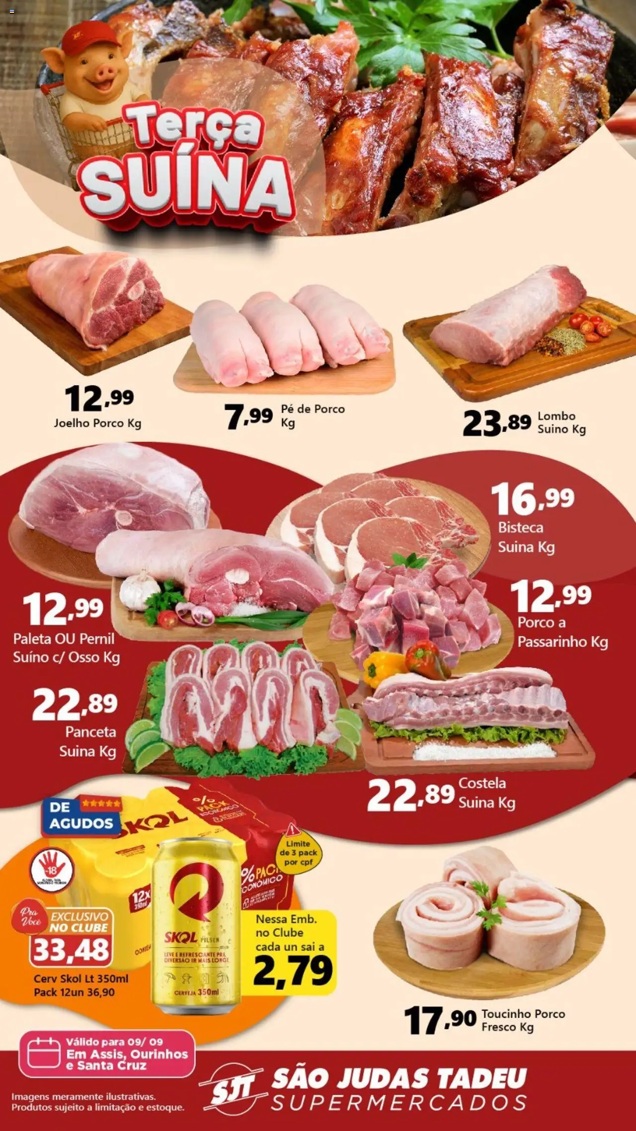 São Judas Tadeu folheto "Ofertas do Dia" válido a partir de 09/09/2025 - número de página 1 - Cerveja, Pernil, Lombo