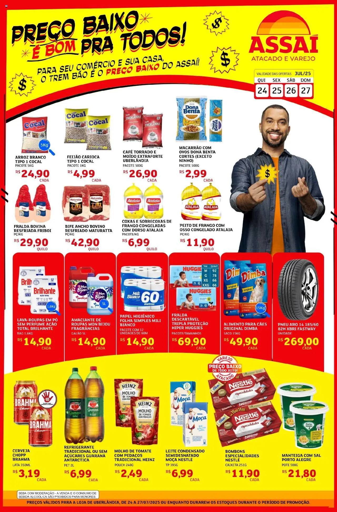 Assaí Atacadista folheto "Encarte - MG" válido a partir de 24/07/2025 - número de página 1 - Perfume, Macarrão, Bebida, Leite, Bife ancho, Amaciante, Pó, Molho de tomate