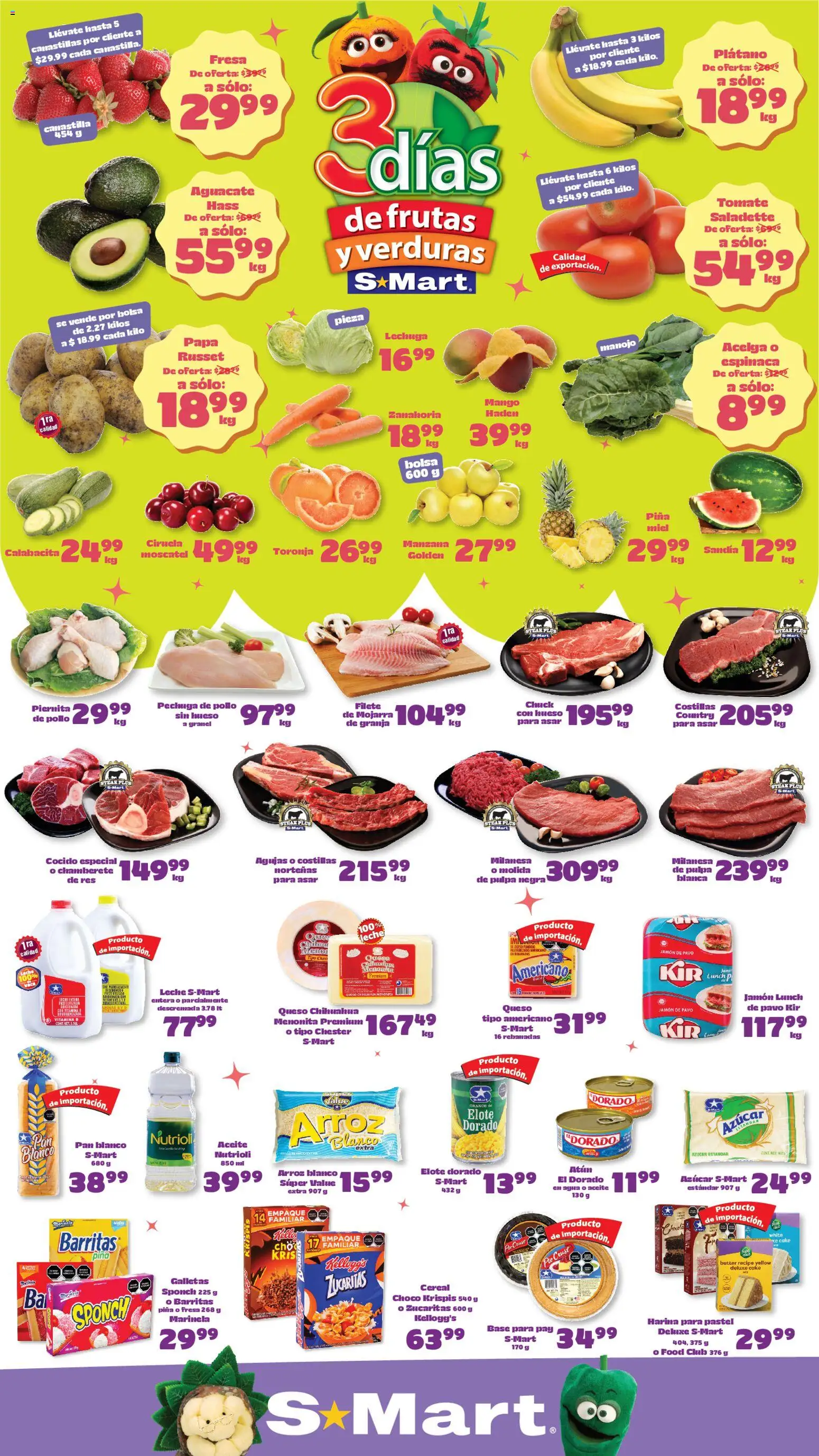 Vista previa las ofertas de la tienda S-Mart - S-Mart folleto Monterrey desde el 21/04/2026 - Agua, Pollo, Verduras, Aguacate, Leche, Atún, Lechuga, Jamón