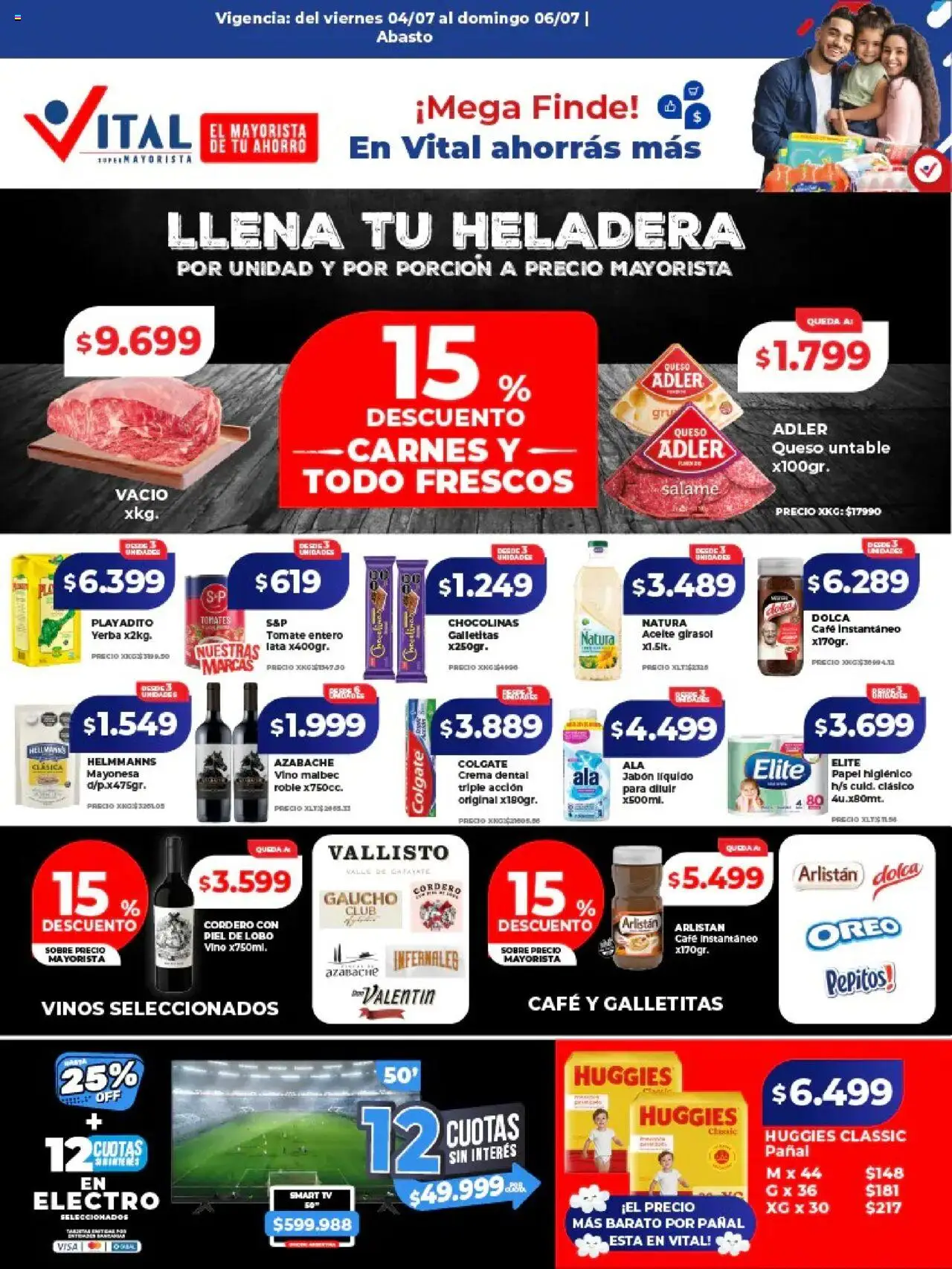 Vital Ofertas fin de semana - Abasto del 04/07/2025 >> Catálogo - Jabón, Heladera, Yerba, Tomate, Salame, Papel higiénico, Café instantáneo, Untable