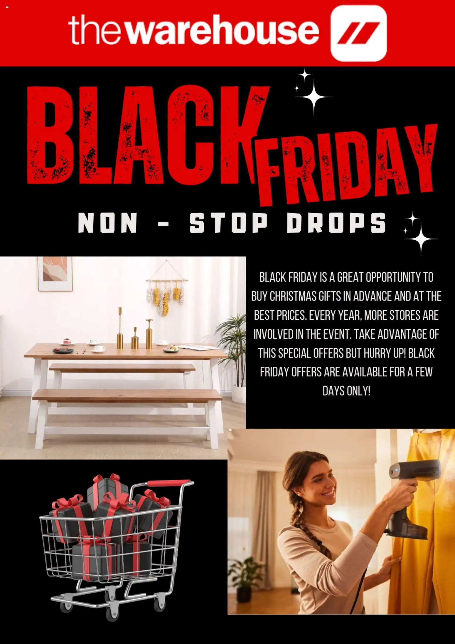 Preview of catalogue Black Friday from shop The Warehouse valid 19 Nov 2025