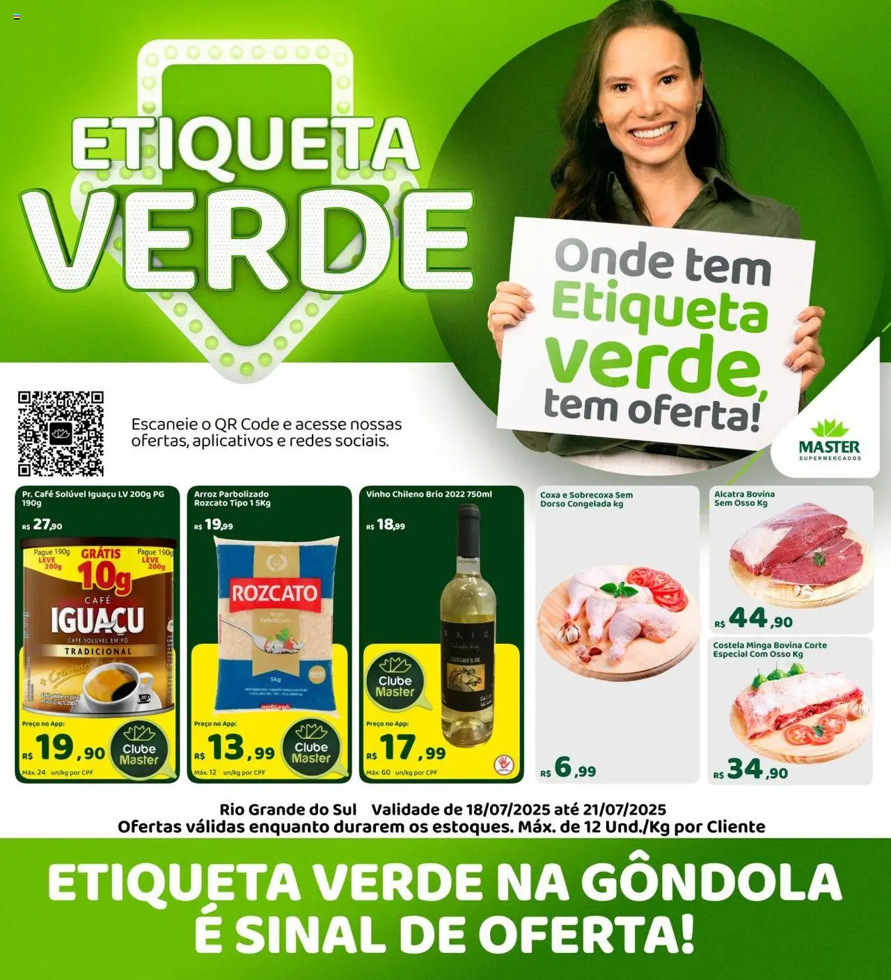 Master folheto "Ofertas da semana" válido a partir de 18/07/2025 - número de página 1 - Café, Vinho, Arroz, Pó, Alcatra, Café solúvel