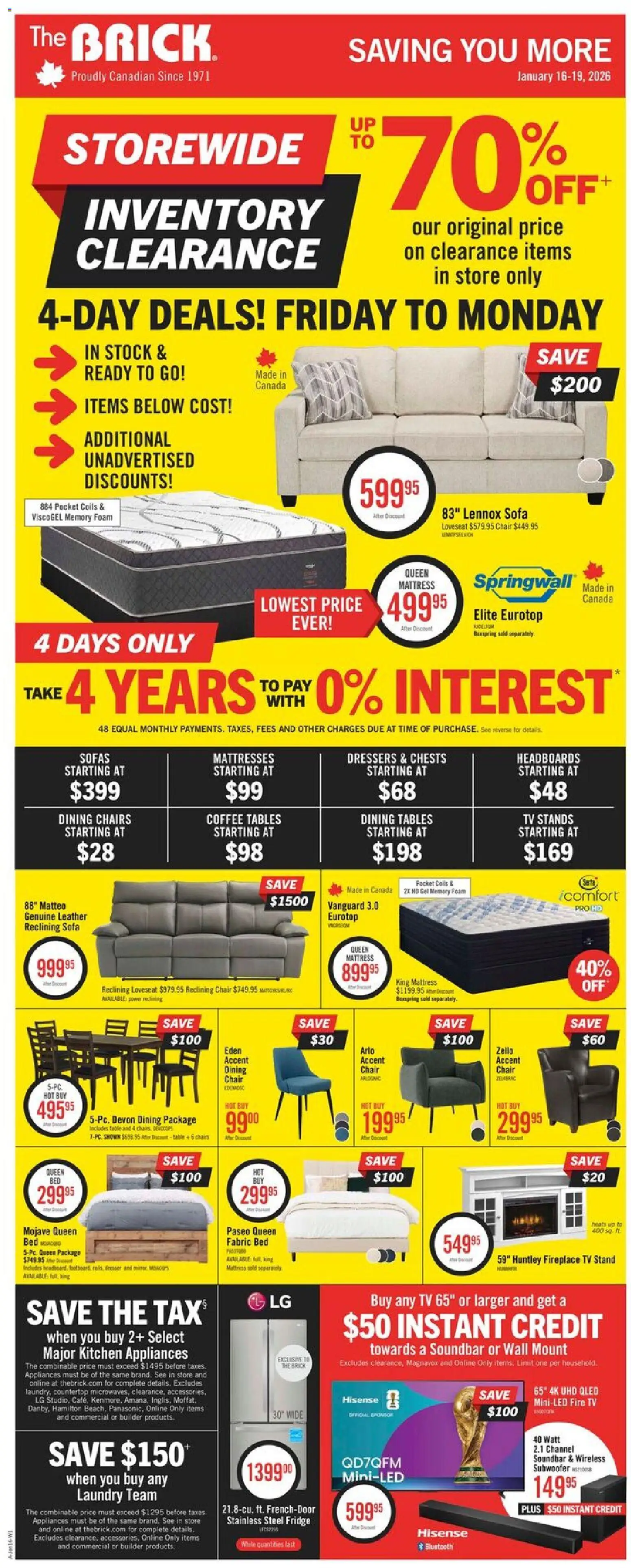 Preview of leaflet Weekly flyer / circulaire from shop The Brick is valid from Jan 13, 2026