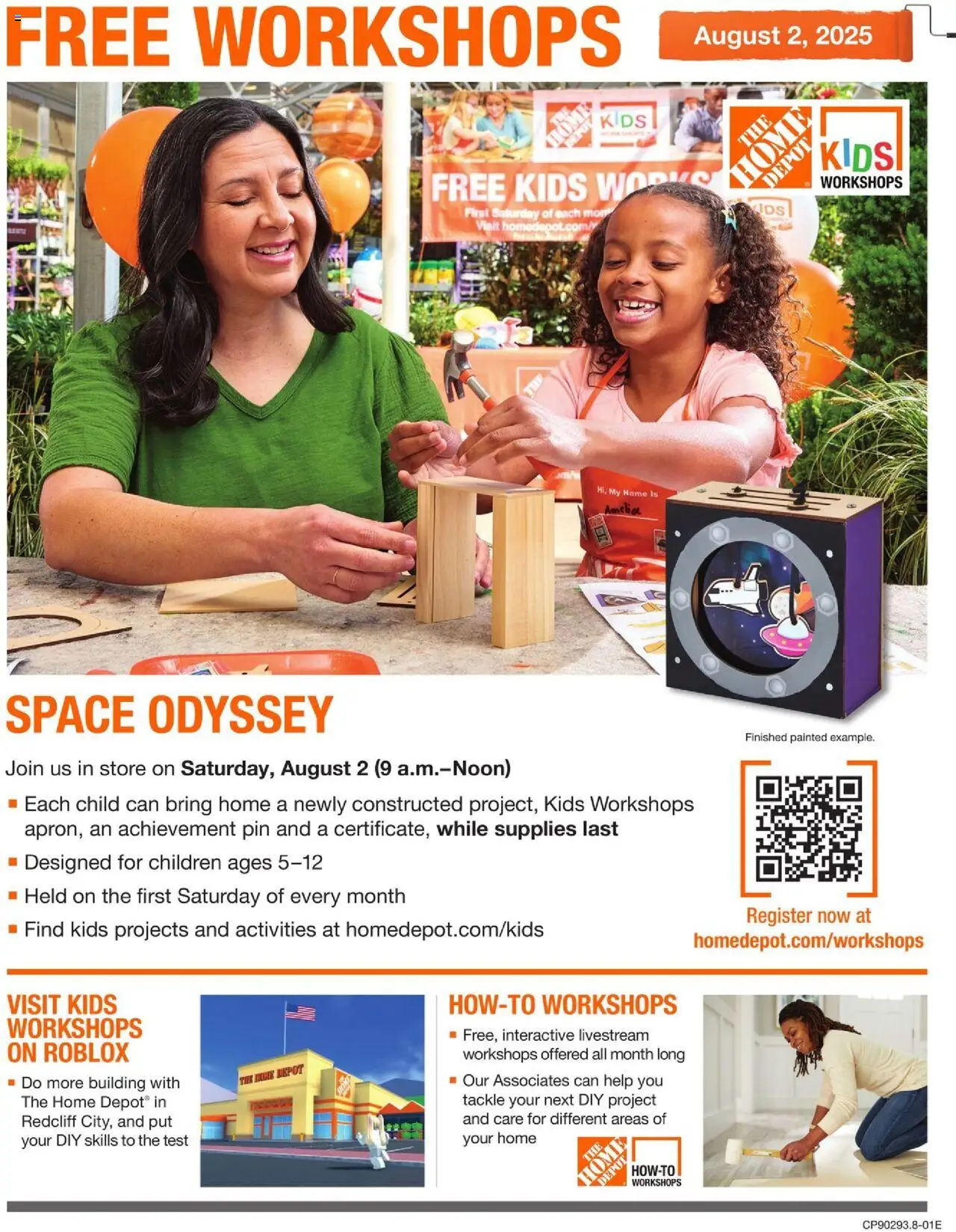 Home Depot Free Workshops from 07/21/2025 - Flyer - Page number 1