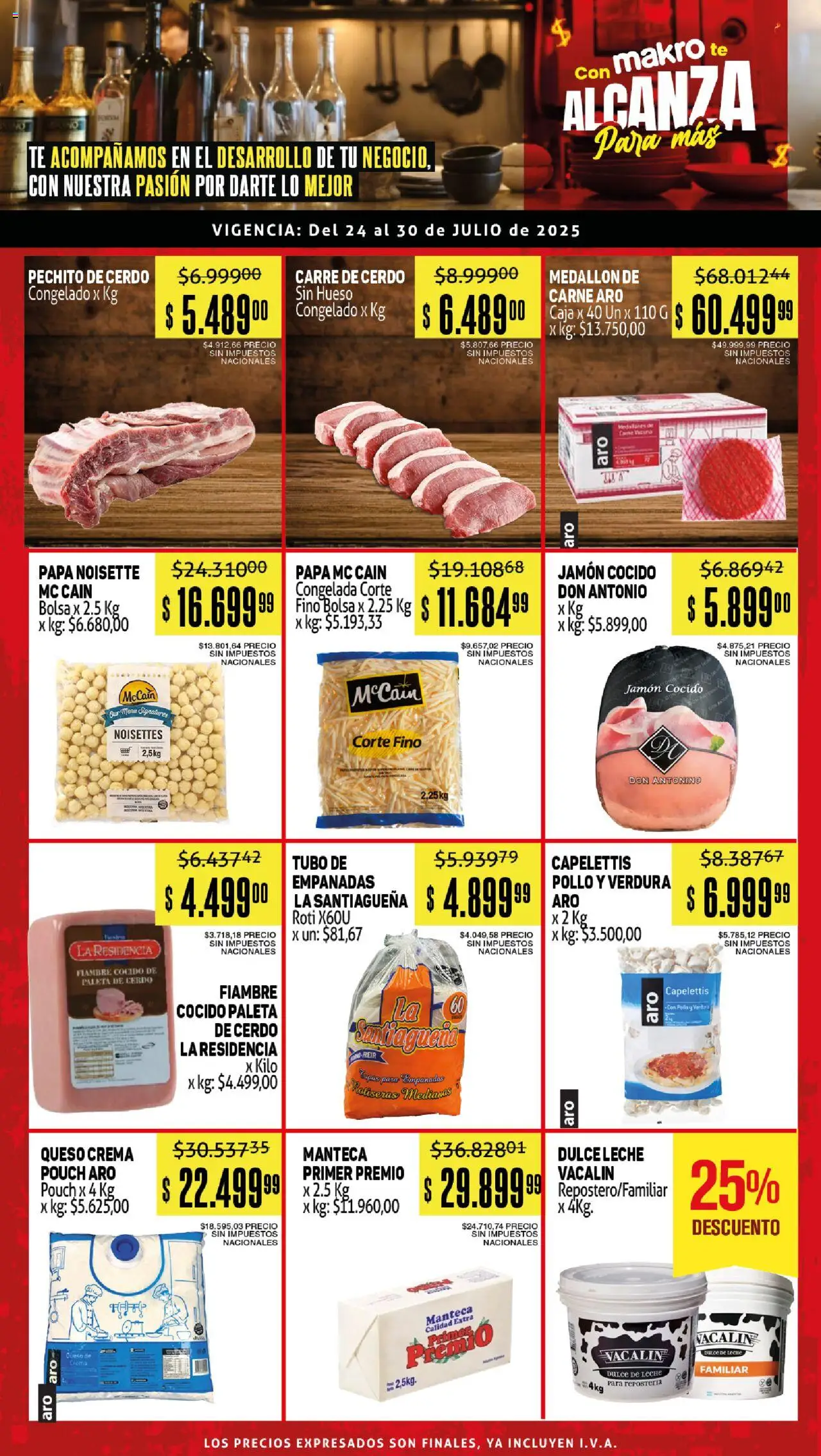 Makro Ofertas Gastronómicas del 24/07/2025 >> Catálogo - Bolsa, Paleta de cerdo, Papa, Carne, Paleta, Cerdo, Té, Crema