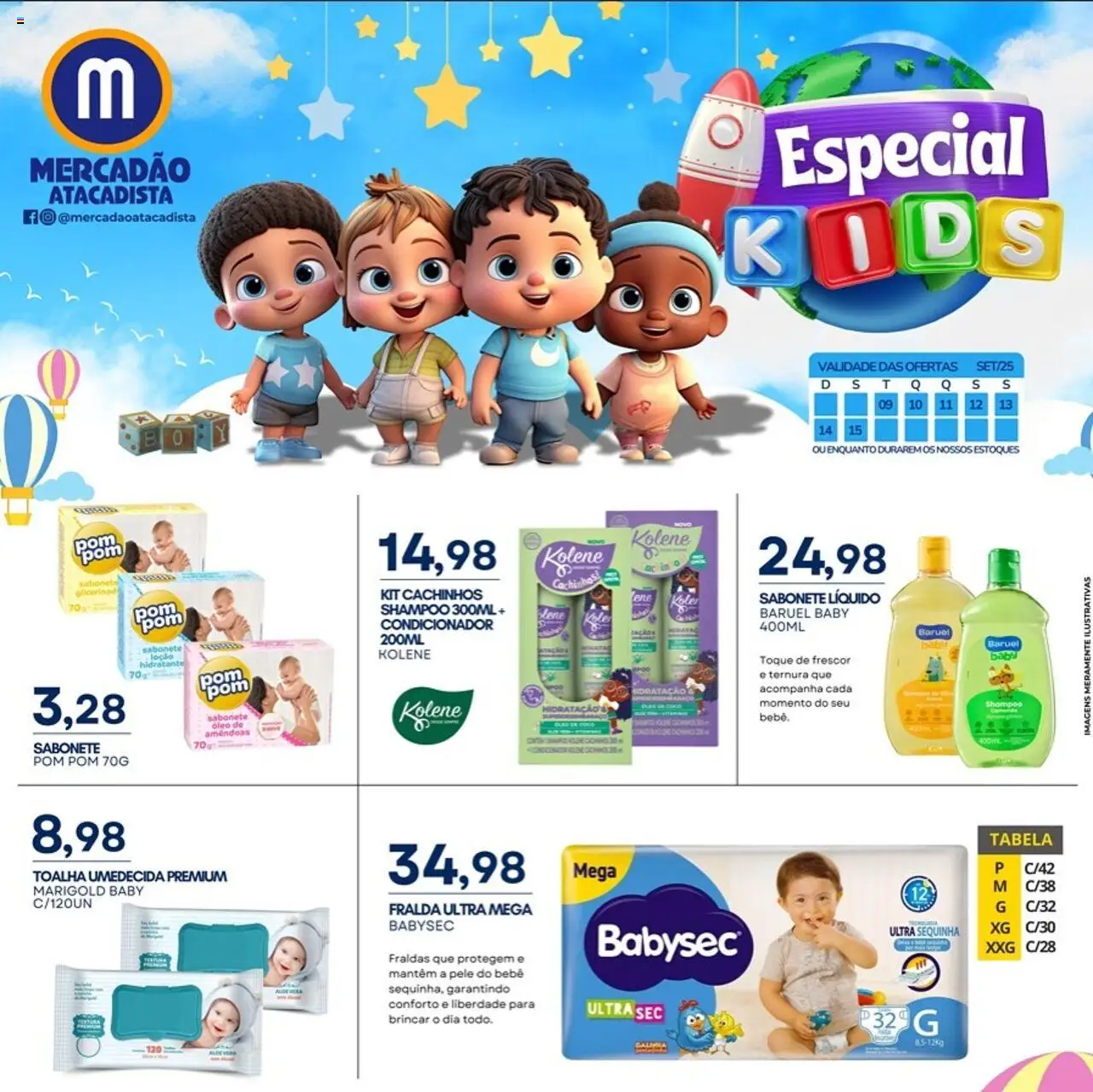 Mercadão Atacadista folheto "Ofertas Especial Kids" válido a partir de 09/09/2025 - número de página 1 - Coco, Fraldas, Óleo, Sabonete, Sabonete líquido, Condicionador, Amêndoas, Toalha umedecida