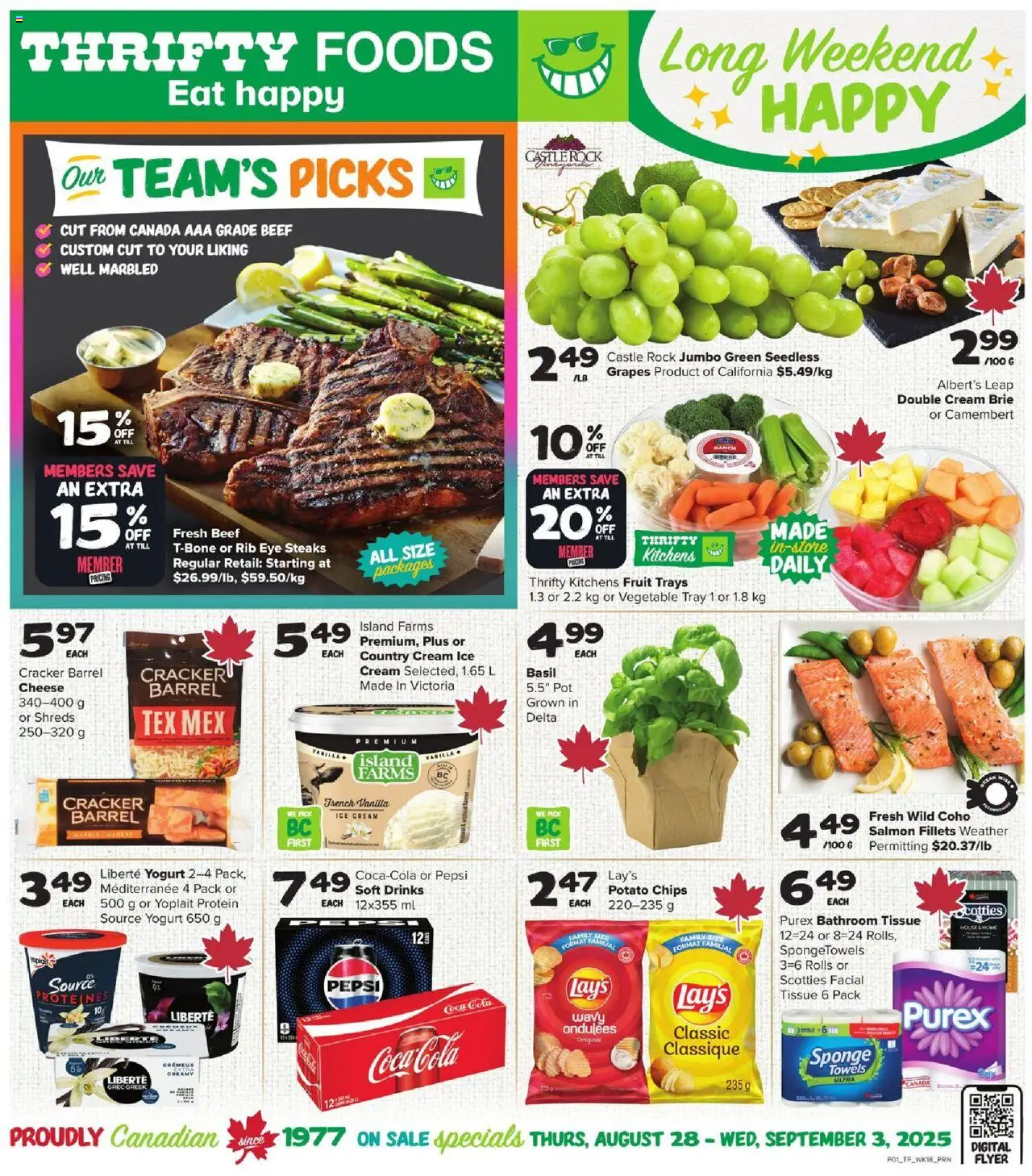 Thrifty Foods flyer valid from Aug 28, 2025 - page number 1
