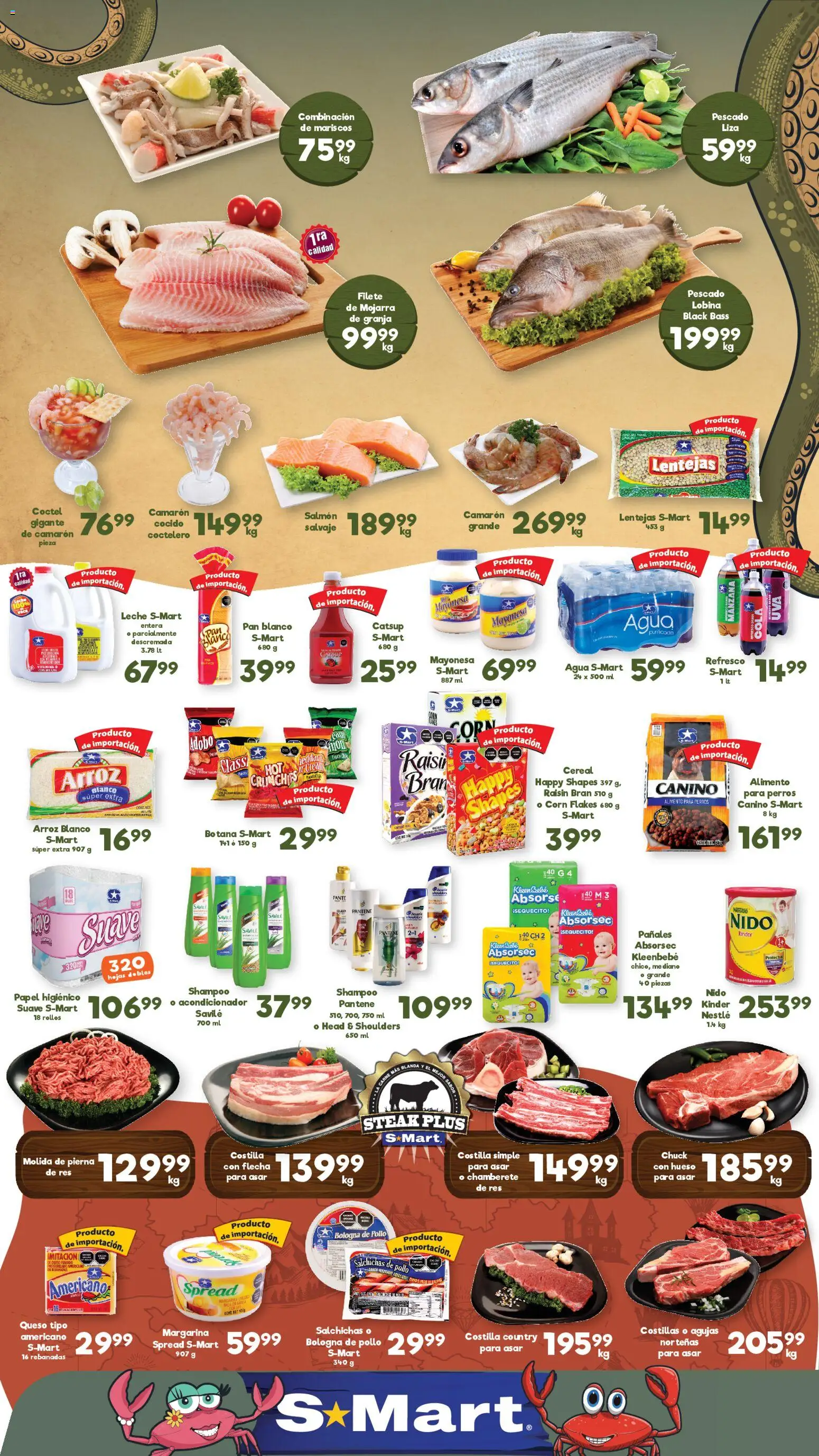 Vista previa las ofertas de la tienda S-Mart - S-Mart folleto Monterrey desde el 13/03/2026 - Pollo, Snacks, Arroz, Carne, Pañales, Alimento para perros, Margarina, Filete