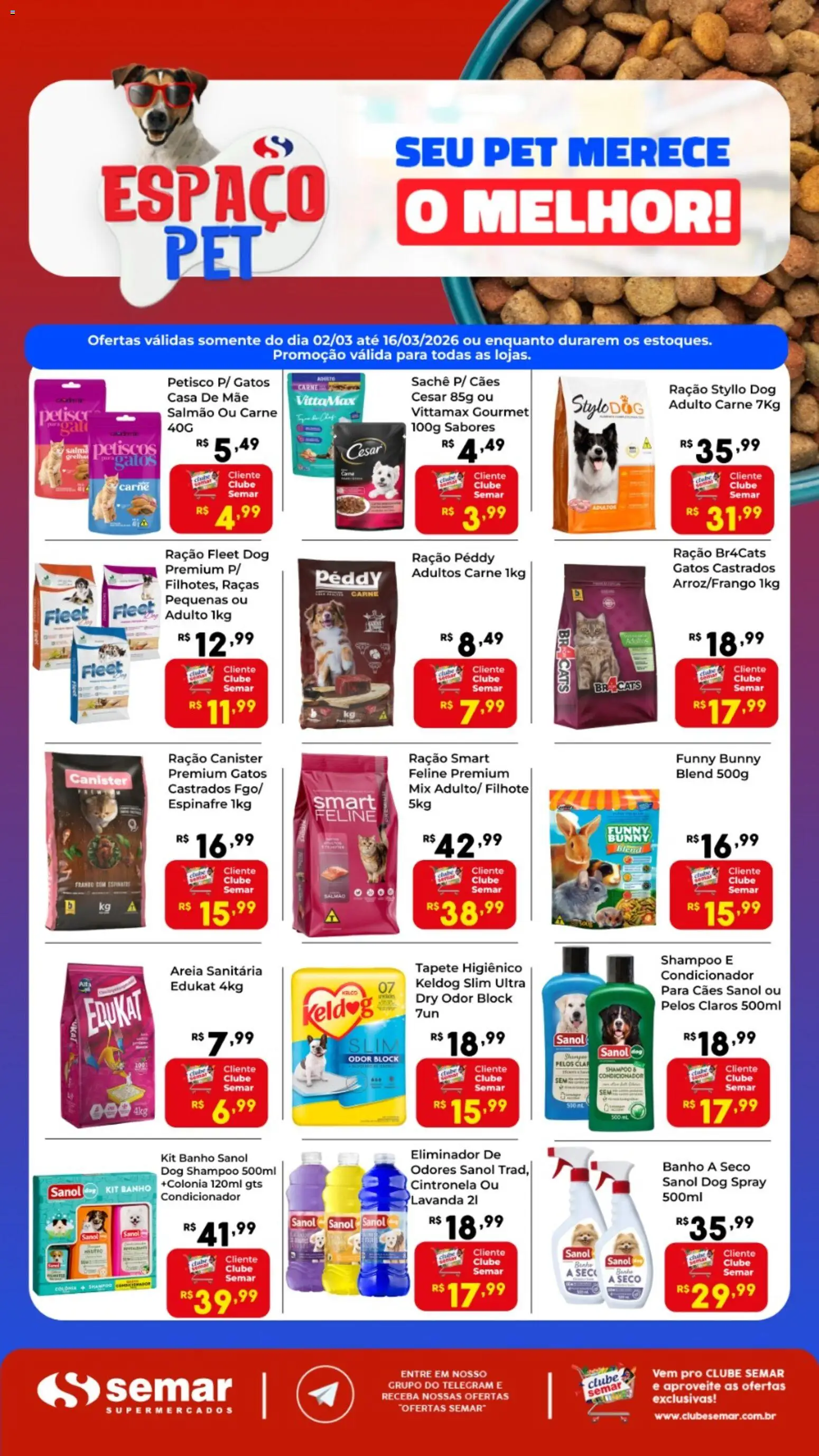 Pré-Visualização do folheto "Semar Supermercado ofertas Pet" da loja Semar Supermercado válido a partir de 02/03/2026