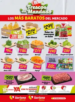 Vista previa las ofertas de la tienda Soriana - Frescos del Mandado Mercado: Ver, Tab, Chis, Camp, Yuc y Q. Roo Frescos del Mandado Mercado: Ver, Tab, Chis, Camp, Yuc y Q. Roo desde el 13/01/2026 