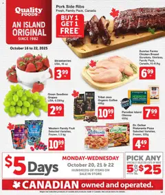 Un aperçu du dépliant Weekly flyer / circulaire du magasin Quality Foods est valide à partir 16 oct. 2025