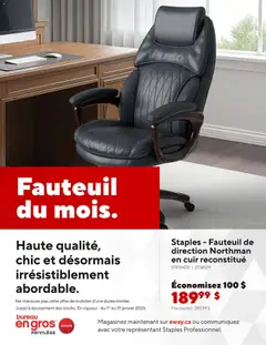 Preview of leaflet Entreprises - Fauteuil du mois. from shop Staples is valid from Jan 01, 2026