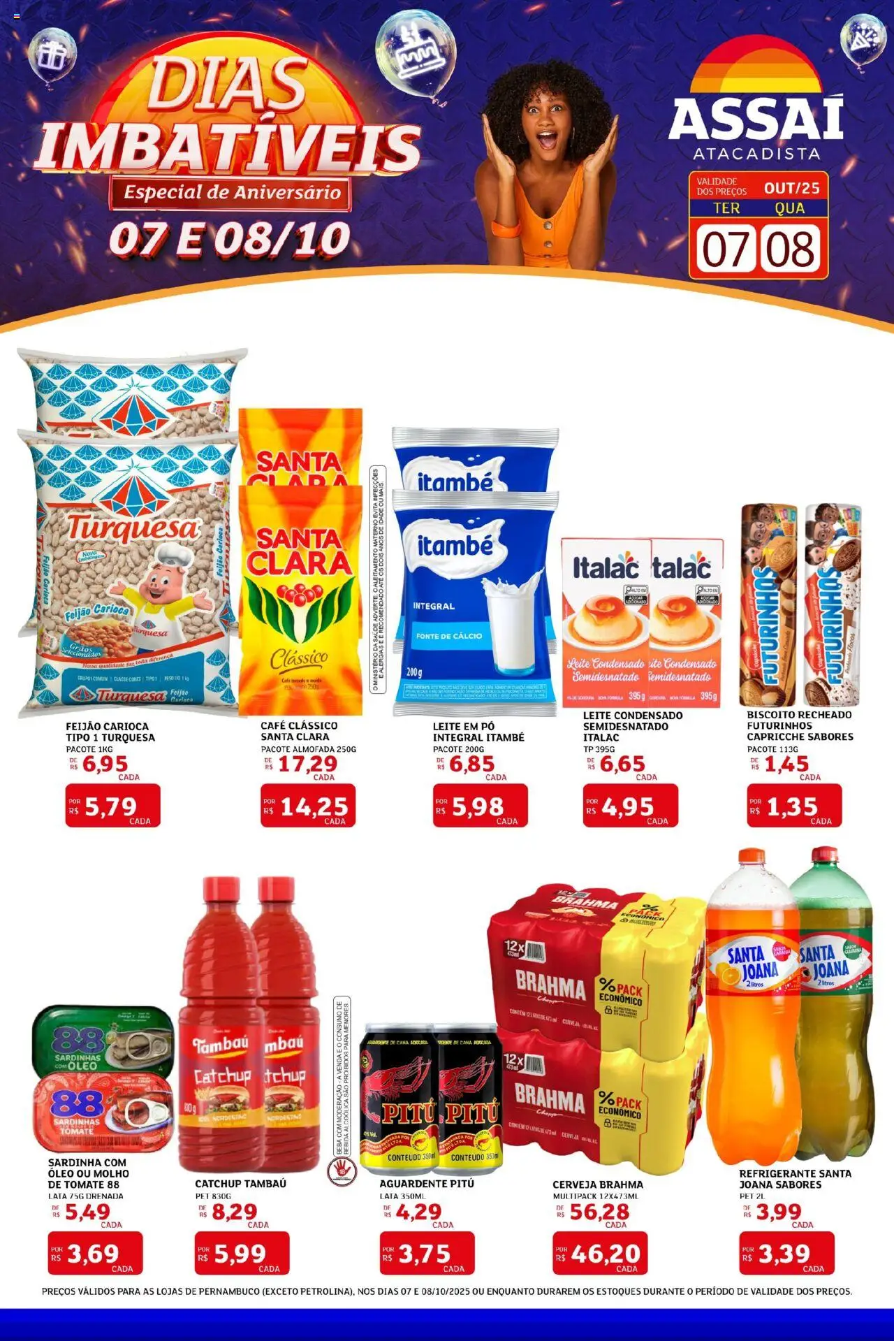 Pré-Visualização do folheto "Encarte - PE" da loja Assaí Atacadista válido a partir de 07/10/2025 - Café, Leite condensado, Óleo, Biscoito, Refrigerante, Sardinhas, Sardinha, Cálcio