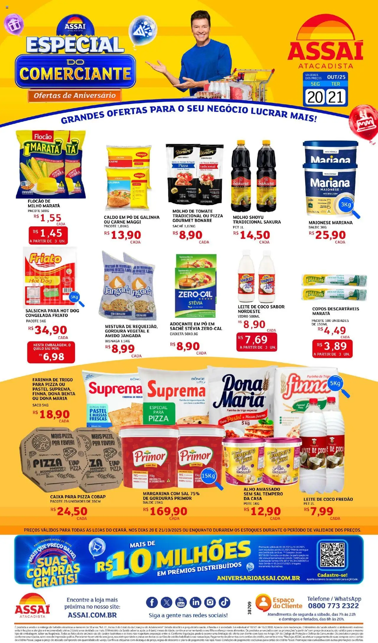 Assaí Atacadista folheto "Encarte - CE" válido a partir de 20/10/2025 - número de página 1 - Coco, Bebidas, Pneus, Leite, Carne, Maionese, Farinha de trigo, Margarina