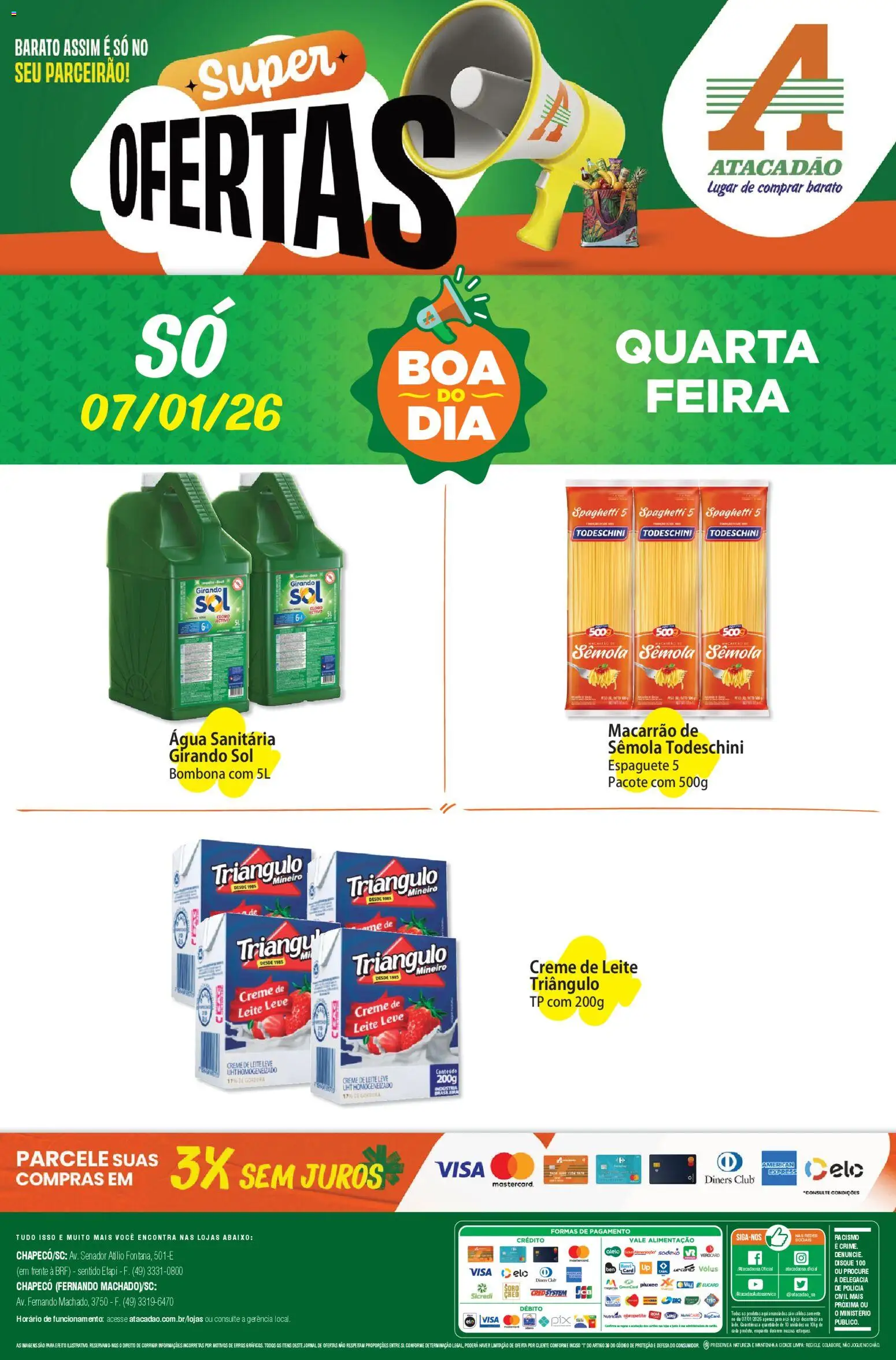 Pré-Visualização do folheto "Ofertas - SC" da loja Atacadão válido a partir de 07/01/2026