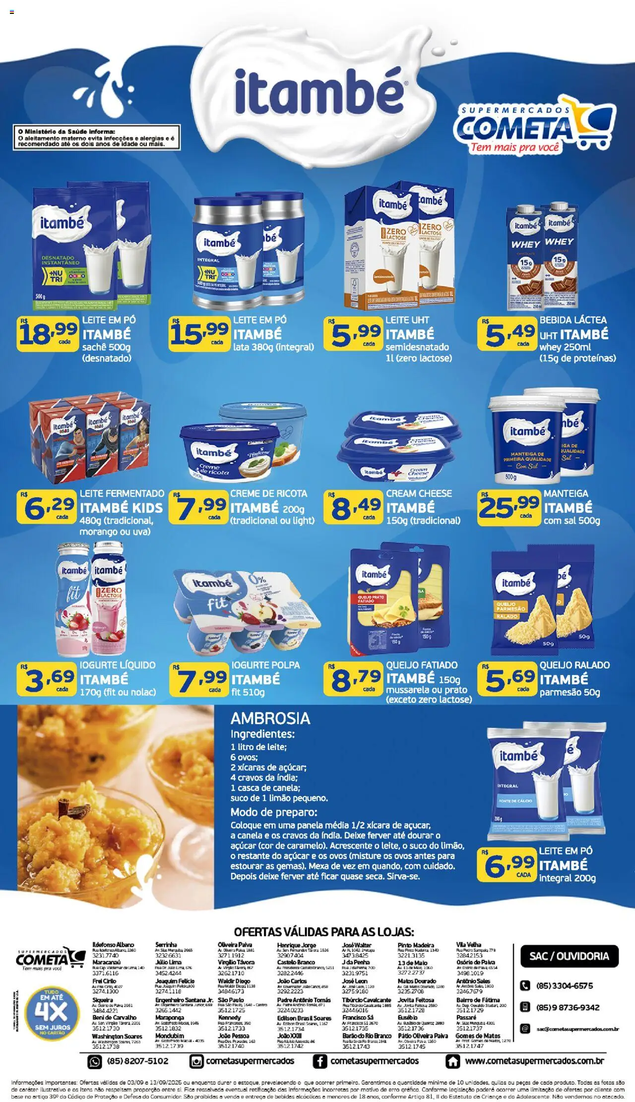 Cometa Supermercados folheto "Ofertas Itambé" válido a partir de 01/09/2025 - número de página 1