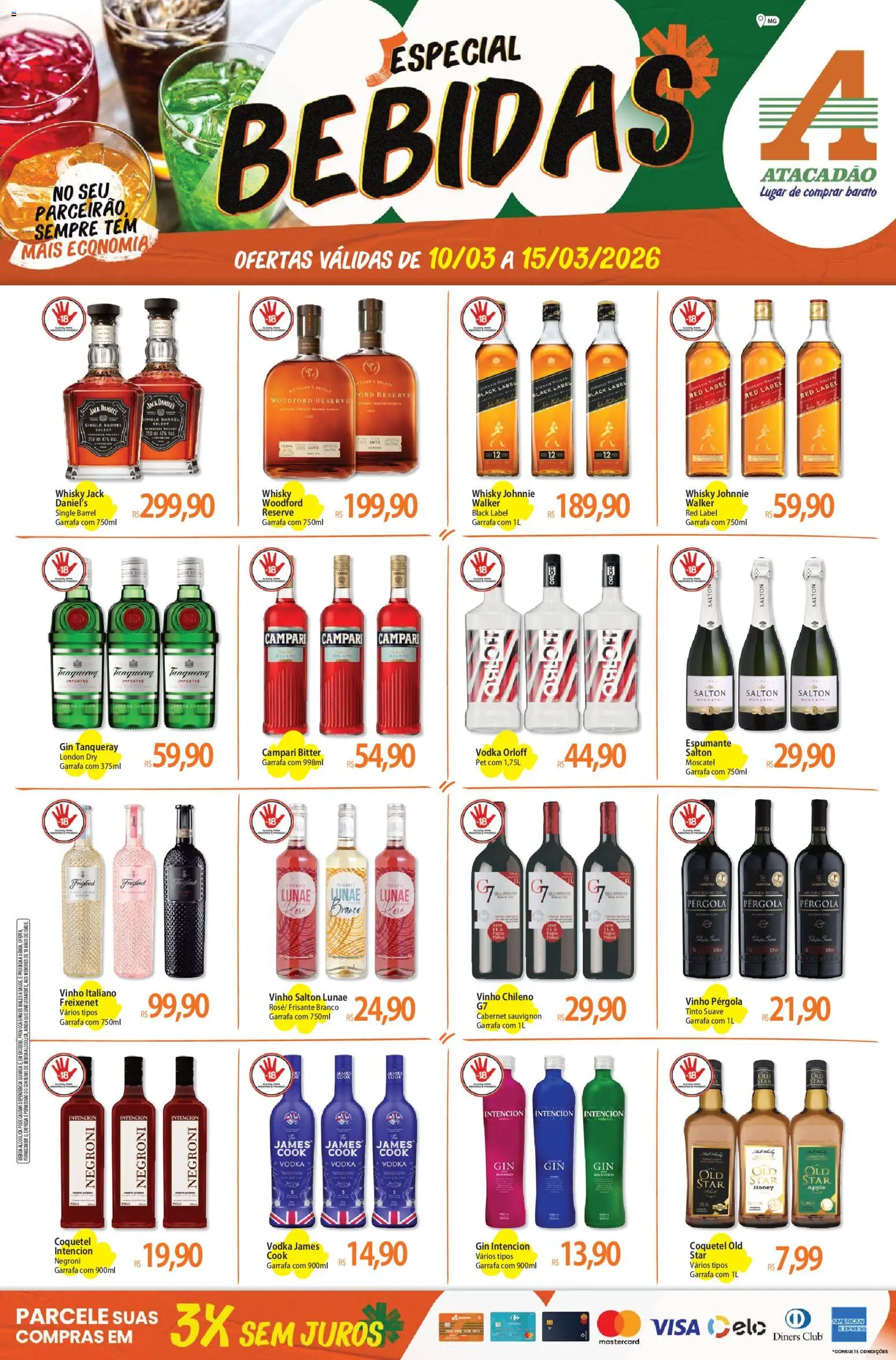 Pré-Visualização do folheto "Atacadão ofertas - MG" da loja Atacadão válido a partir de 10/03/2026 - Whisky, Gin, Vinho, Campari, Bebidas, Vodka, Espumante