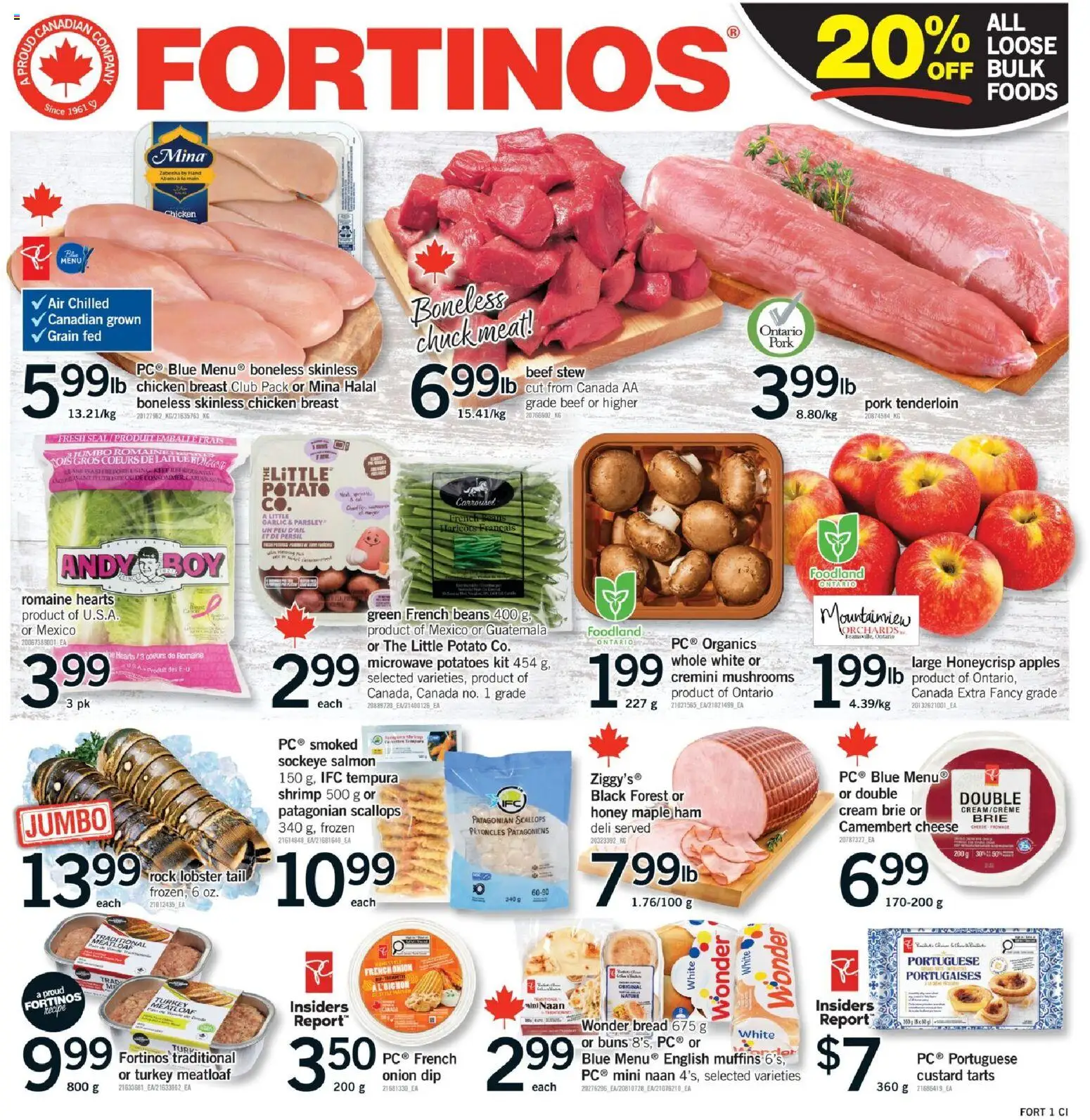 Preview of leaflet Stoney Creek from shop Fortinos is valid from Nov 27, 2025 - Cheese, Bread, Potatoes, Muffins, Onion, Pork tenderloin, Ham, Chicken breast