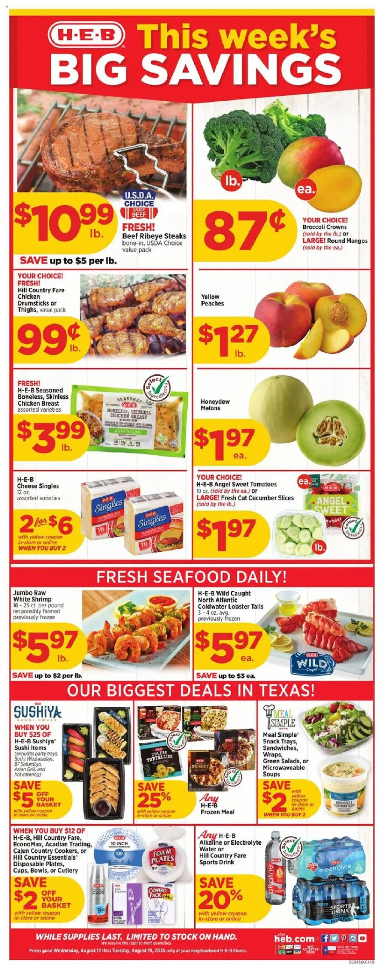 H-E-B Weekly Ad from 08/13/2025 - Flyer - Page number 1