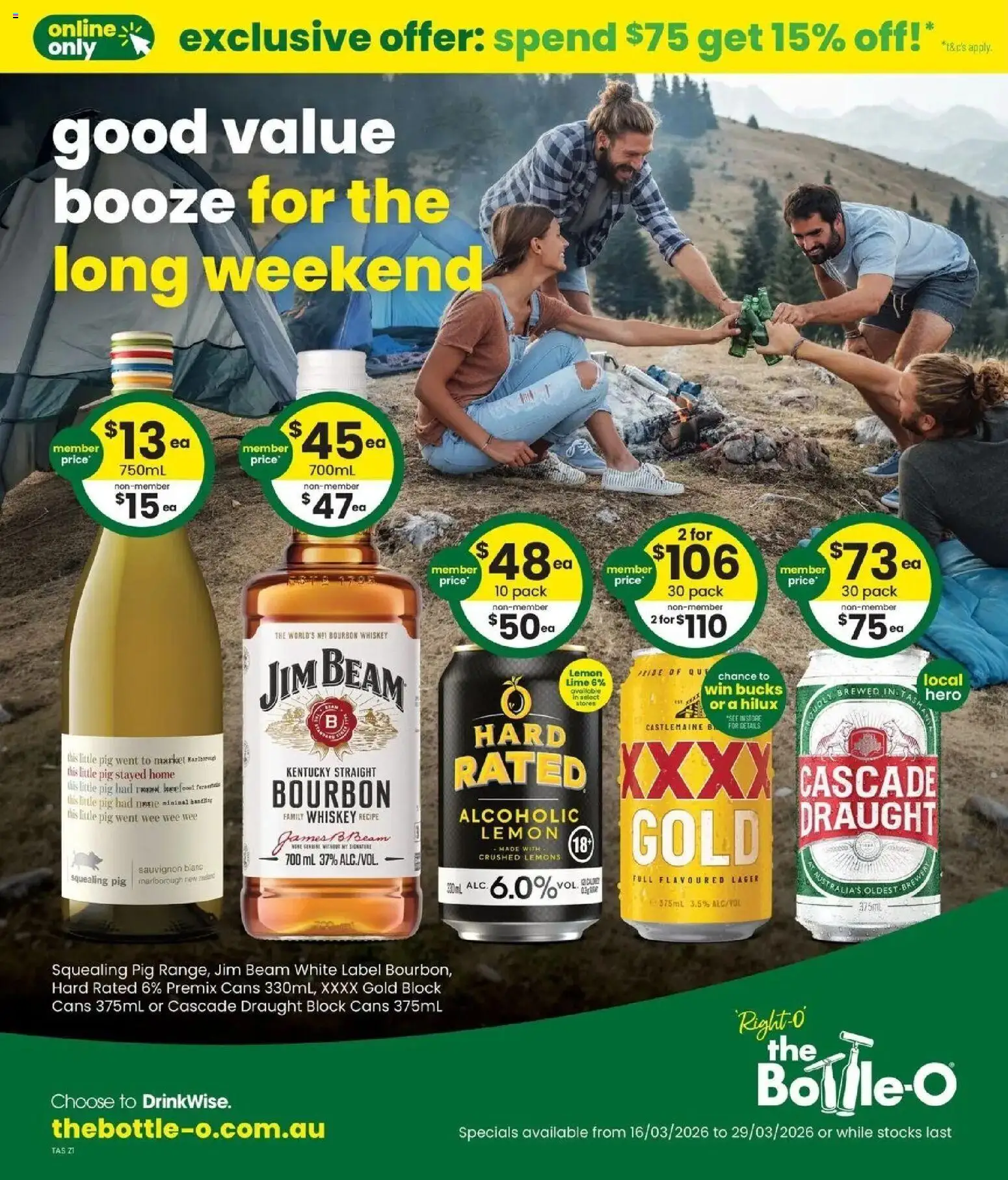 Preview of catalogue Good Value Booze, For The Long Weekend. 16/03 from shop The Bottle-O valid 15/03/2026