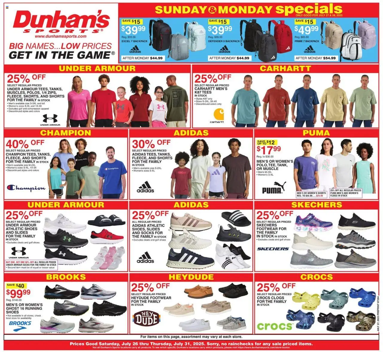 Dunham's Sports Weekly Ad from 07/26/2025 - Flyer - Page number 1