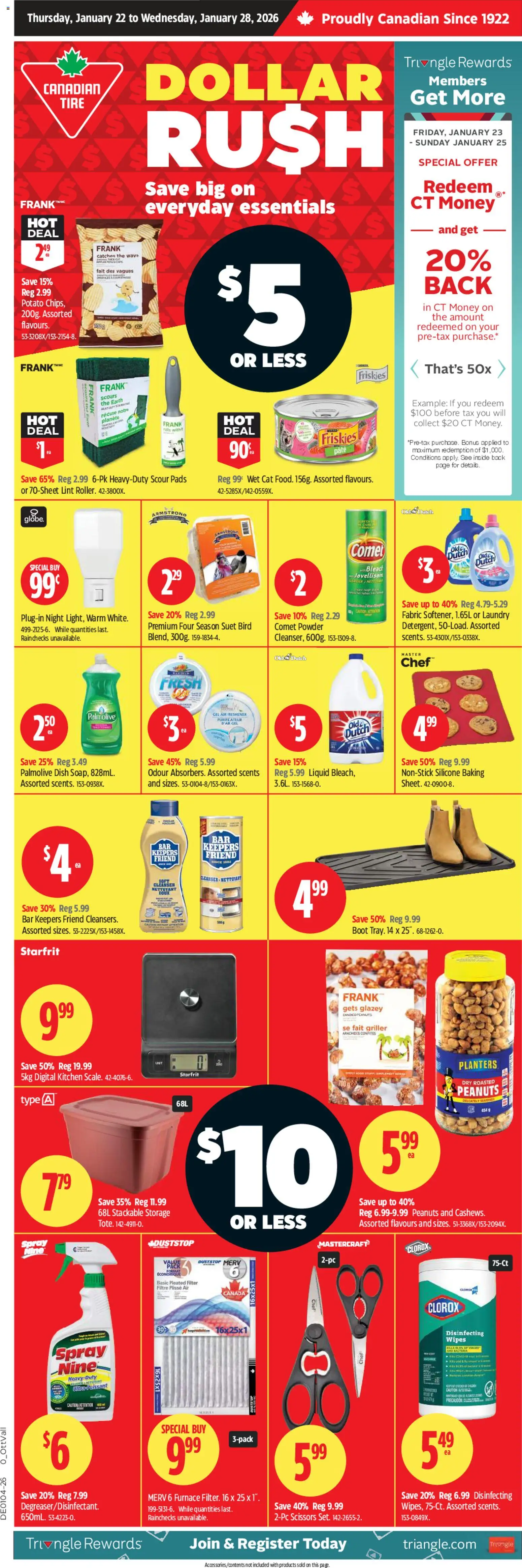 Preview of leaflet Dollar Rush from shop Canadian Tire is valid from Jan 22, 2026