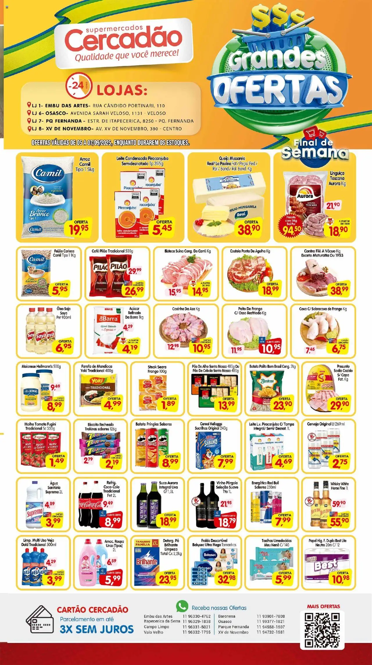 Cercadão folheto "Ofertas da semana" válido a partir de 05/09/2025 - número de página 1 - Cerveja, Pão, Queijo, Suco, Maionese, Peito de frango, Alho, Sobrecoxa de frango