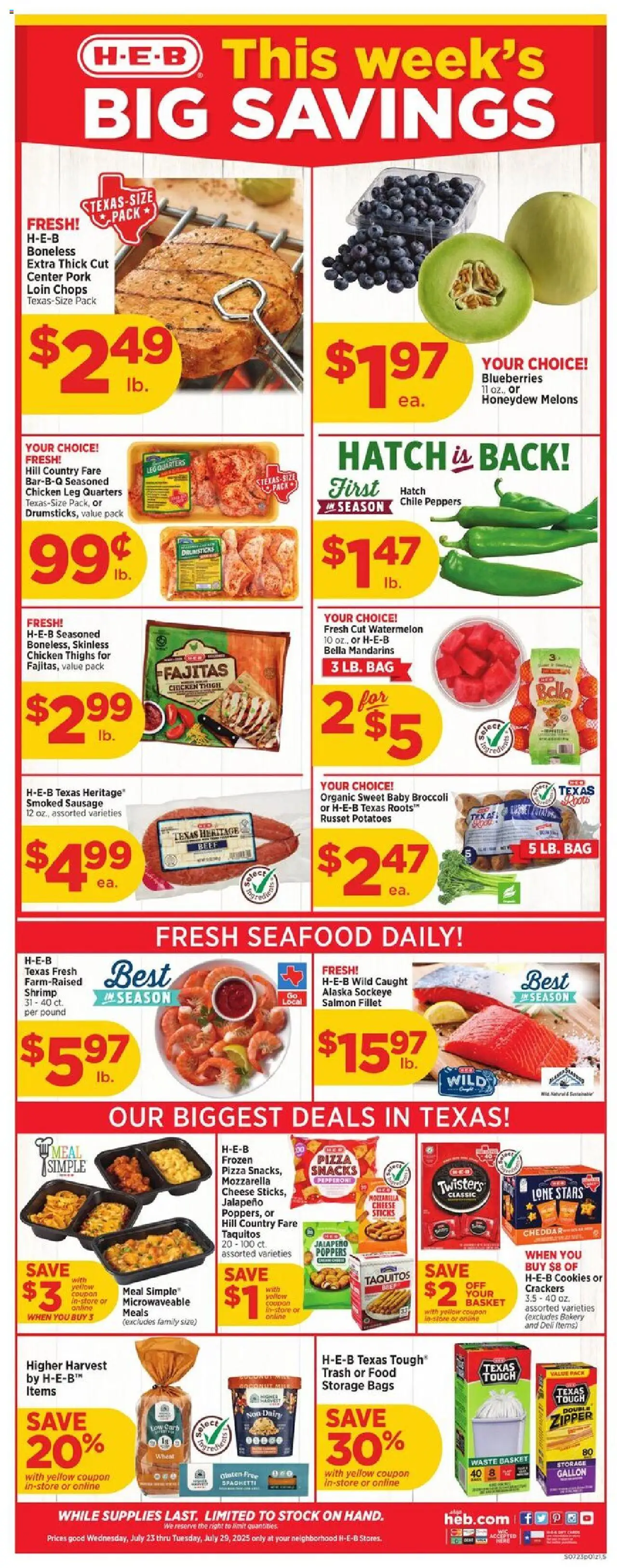 H-E-B Weekly Ad from 07/23/2025 - Flyer - Page number 1