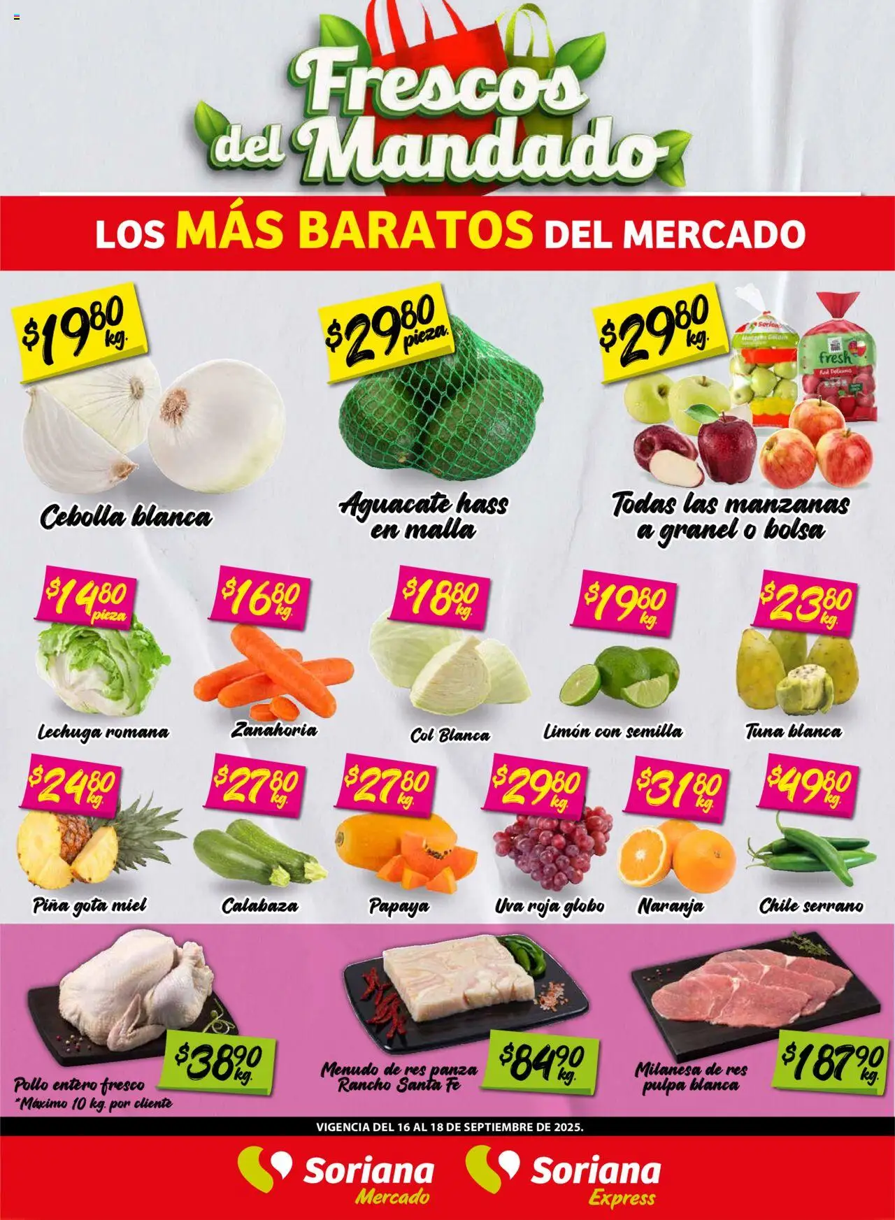 Frescos del Mandado Mercado: Ver, Tab, Chis, Camp, Yuc y Q. Roo Soriana y sus promociones válidas desde el 16/09/2025 - Número de página 1