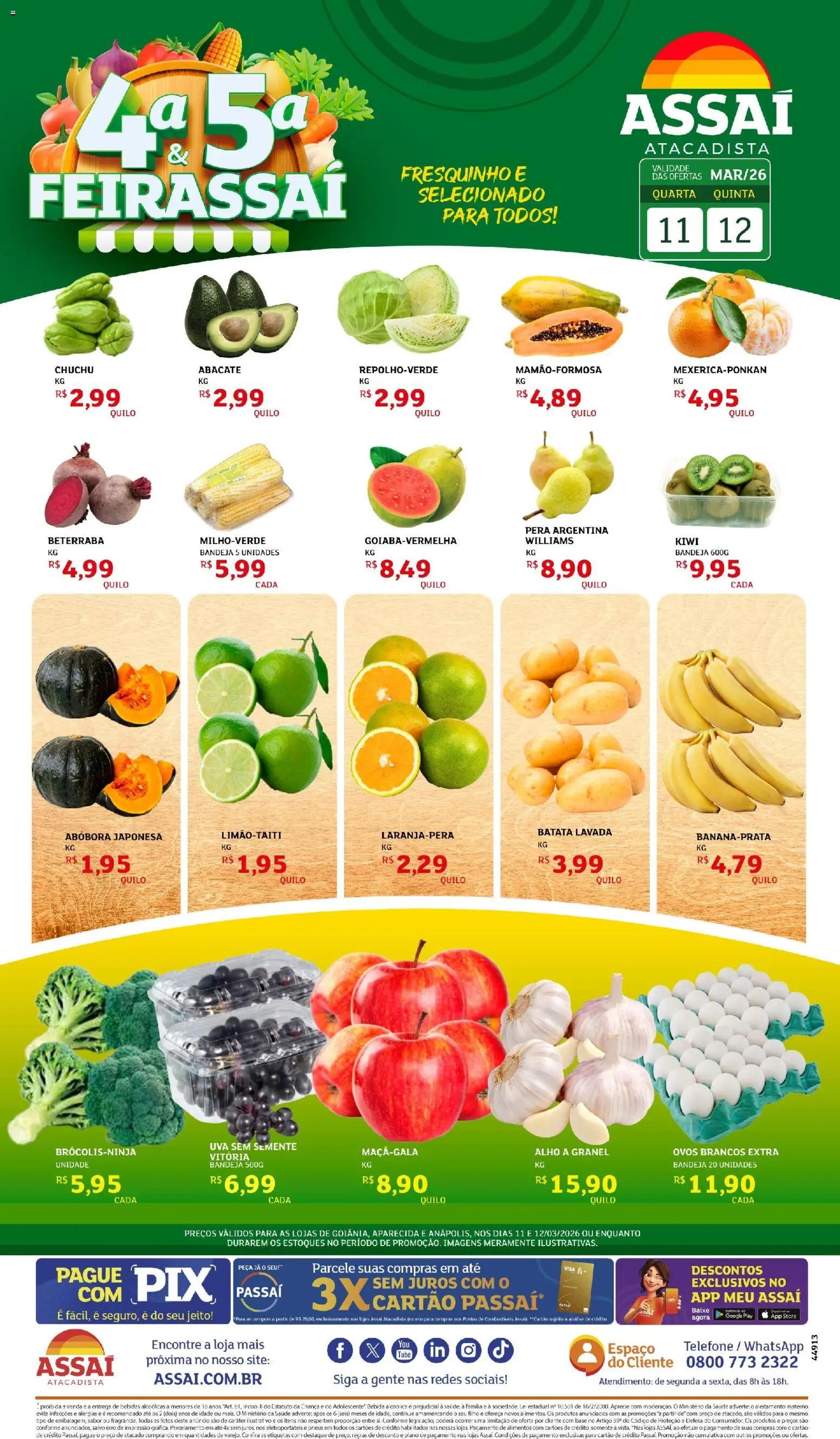 Pré-Visualização do folheto "Assaí Atacadista ofertas - GO" da loja Assaí Atacadista válido a partir de 11/03/2026 - Telefone, Bebidas, Bebida, Abóbora, Batata, Abacate, Alimentos, Bandeja