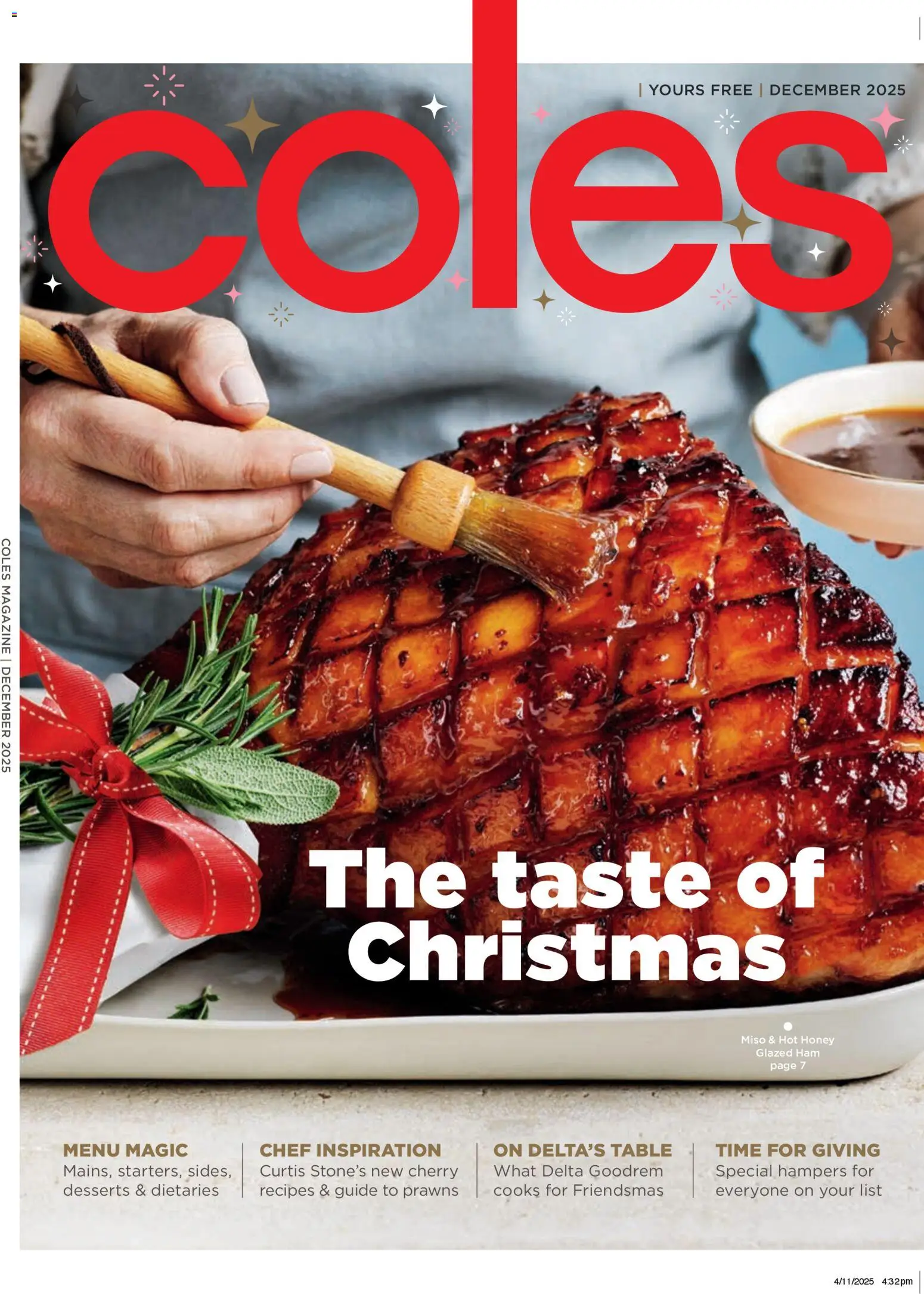 Preview of catalogue December 2025 from shop Coles valid 04/12/2025 - Table, Ham, Honey, Prawns, Desserts, Magazine
