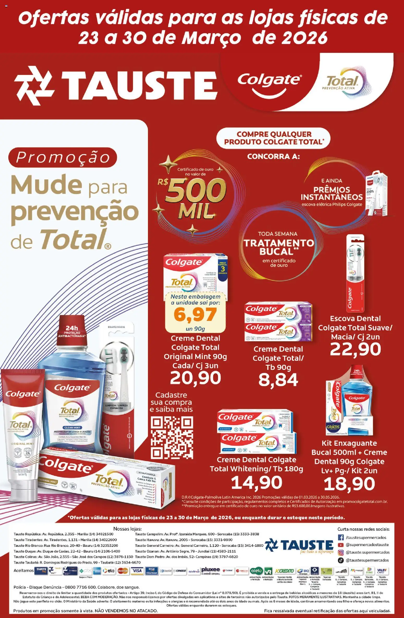 Pré-Visualização do folheto "Tauste ofertas Colgate" da loja Tauste válido a partir de 23/03/2026 - Saquê, Bebidas, Creme, Escova, Creme dental