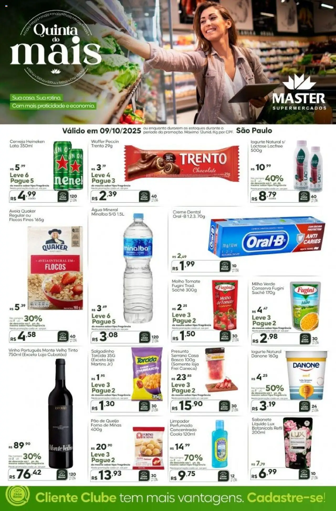Master folheto "Ofertas do Dia - SP" válido a partir de 09/10/2025 - número de página 1 - Cerveja, Água, Vinho, Iogurte, Pão, Milho, Milho verde, Creme dental