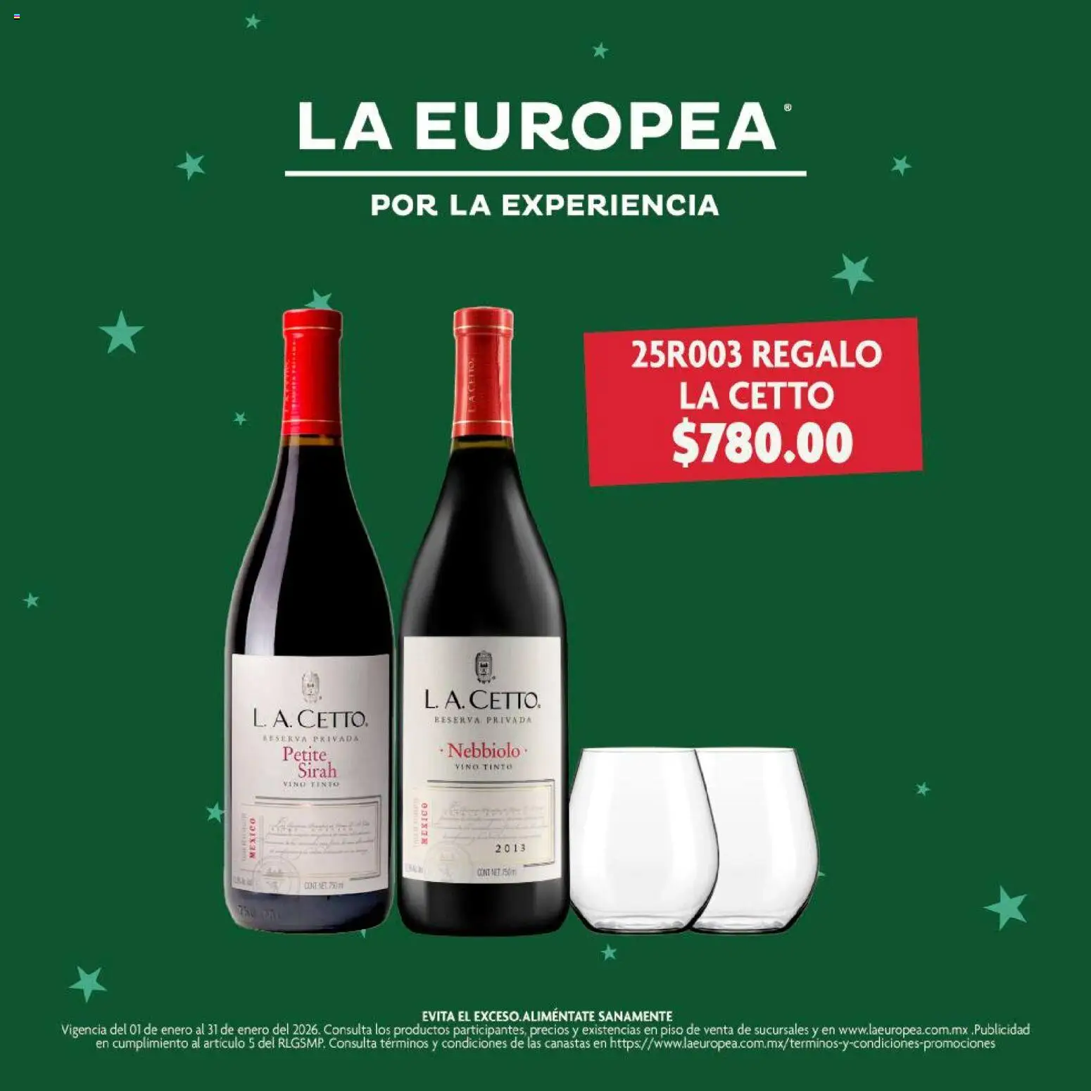 Vista previa las ofertas de la tienda La Europea - Catálogo Vinos con regalos de temporada desde el 01/01/2026 