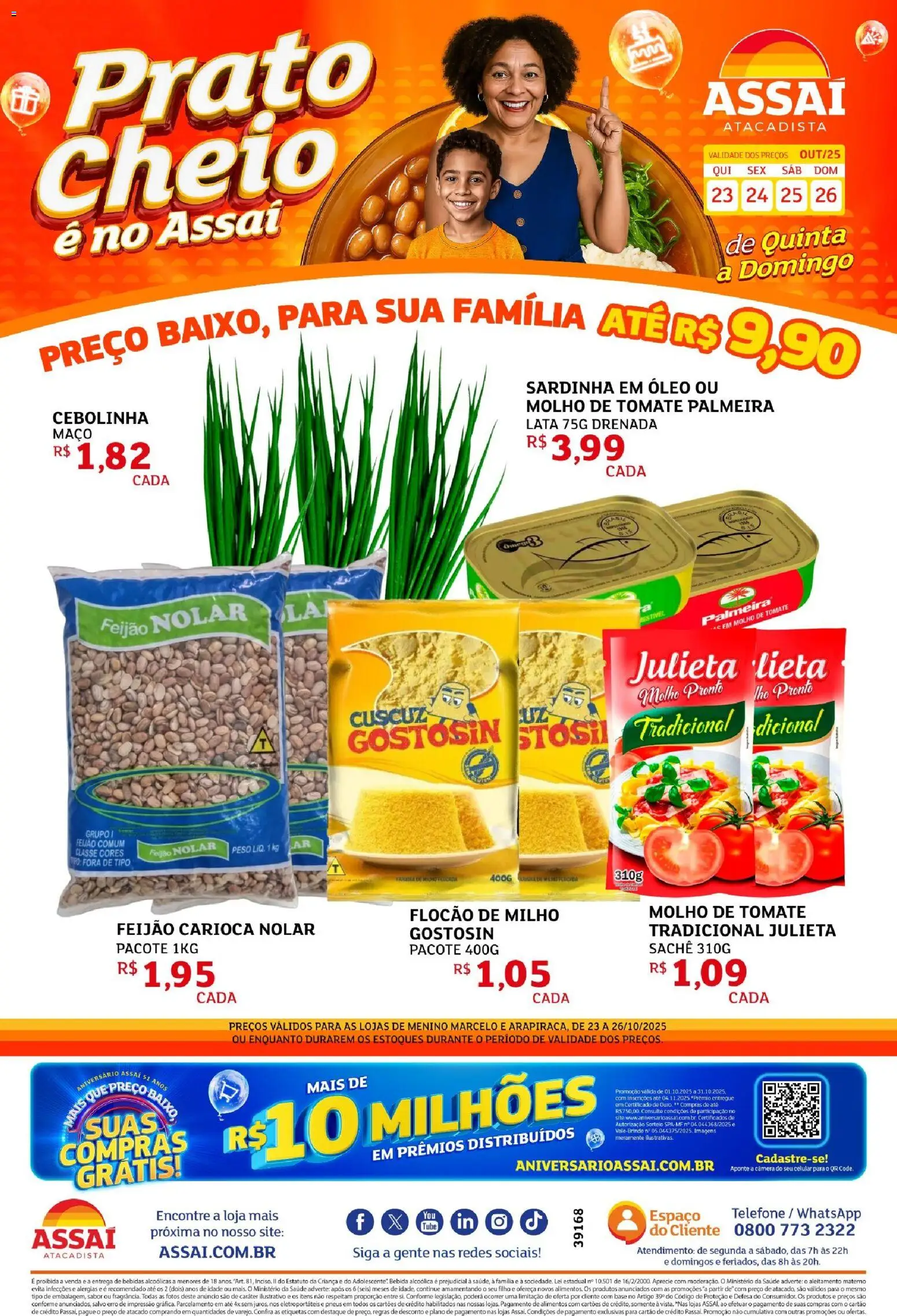 Assaí Atacadista folheto "Encarte - AL" válido a partir de 23/10/2025 - número de página 1 - Celular, Câmera, Óleo, Base, Feijão, Tomate, Milho, Alimentos