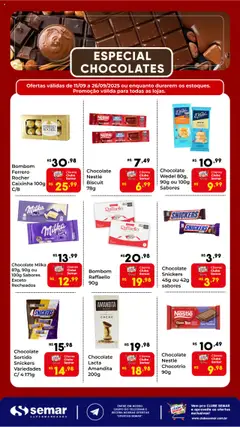 Pré-Visualização do folheto "Ofertas Especial Chocolates" da loja Semar Supermercado válido a partir de 11/09/2025