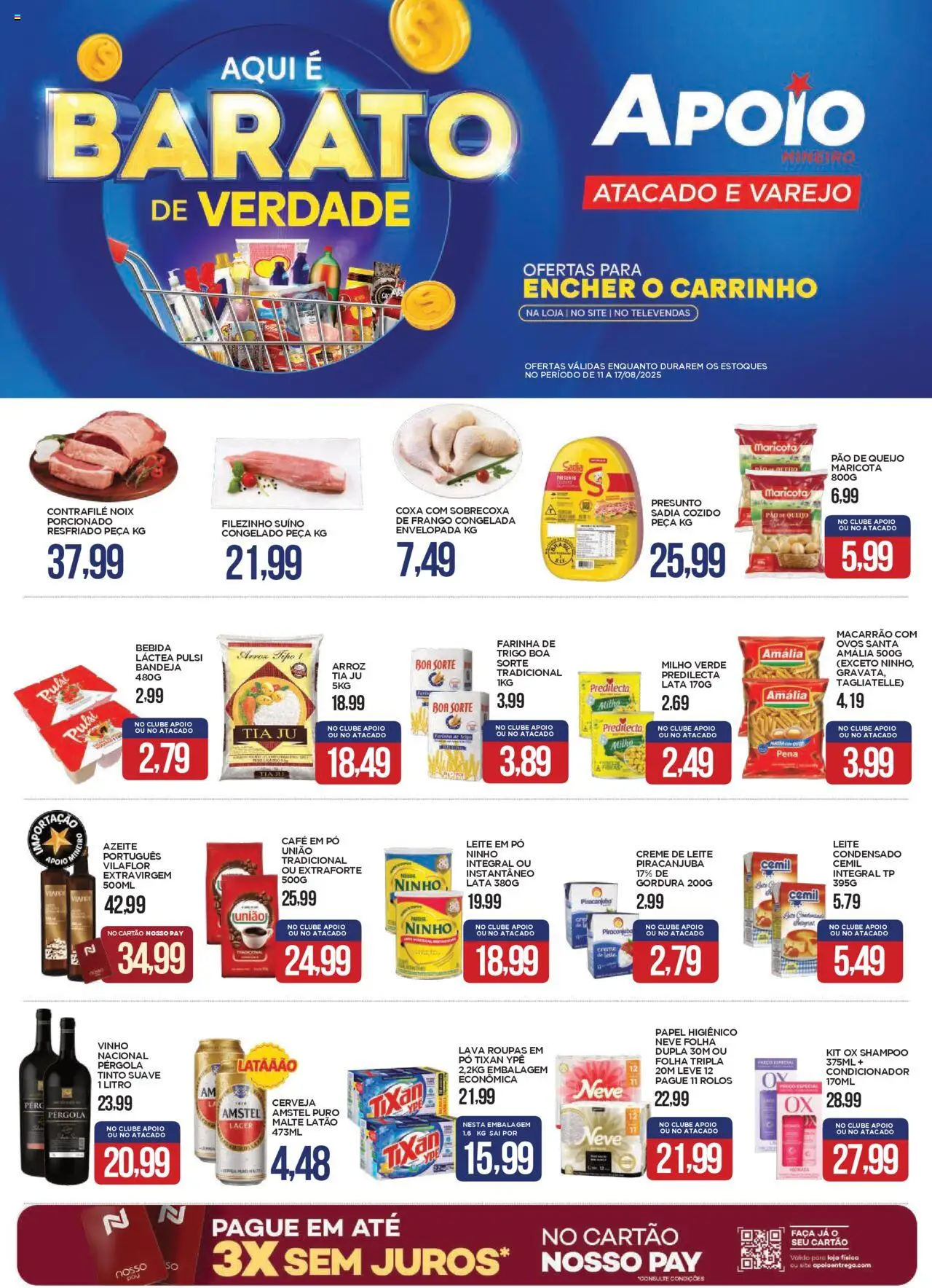 Apoio Mineiro folheto "Ofertas da semana" válido a partir de 11/08/2025 - número de página 1 - Café, Macarrão, Ovos, Pão, Queijo, Leite em pó, Bandeja, Milho verde
