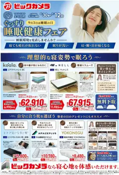 ビックカメラの2025/08/30から2025/09/12までのチラシはここビックカメラ生毛工房のぐっすり睡眠健康フェア
