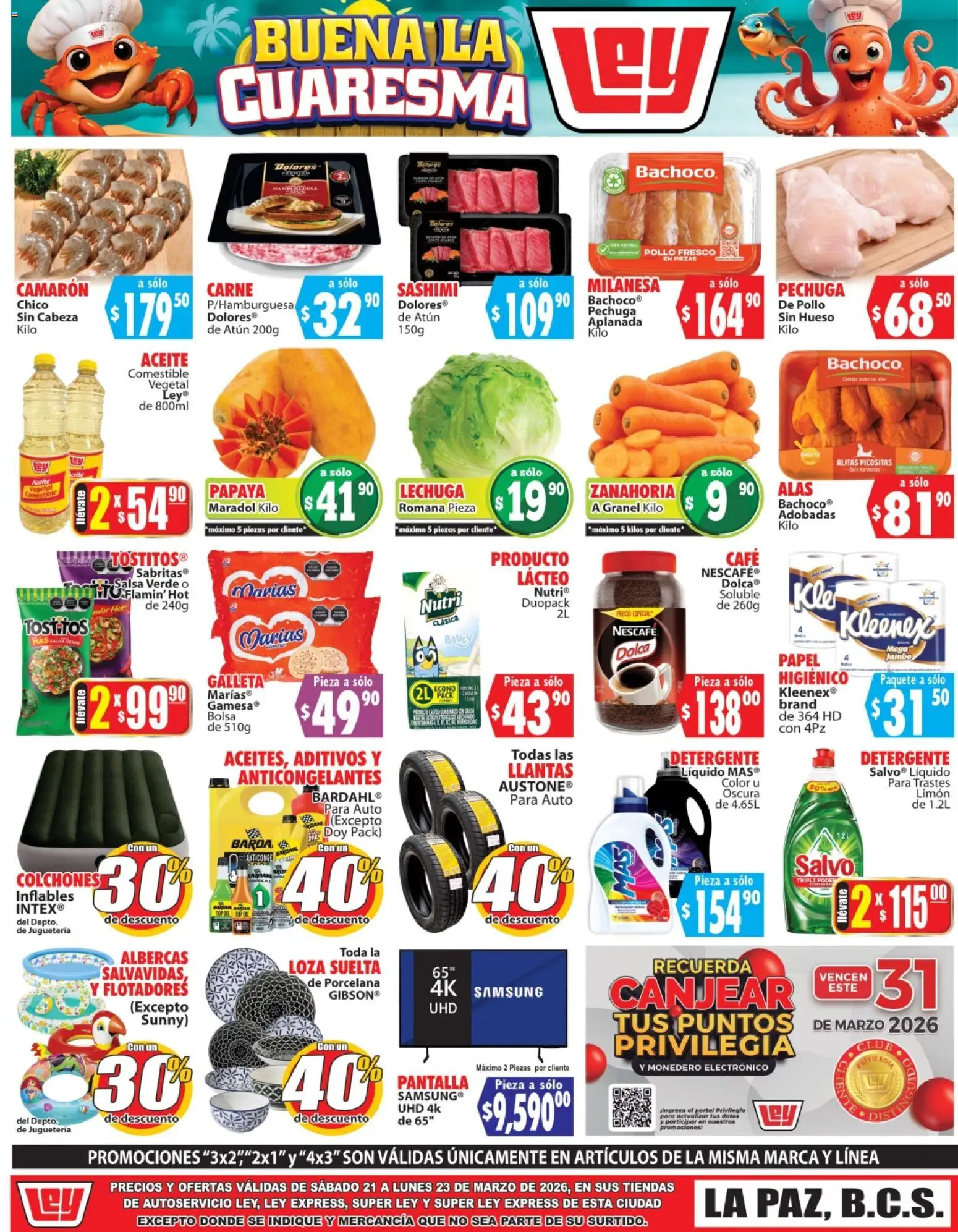 Vista previa las ofertas de la tienda Casa Ley - Casa Ley folleto Autoservicio La Paz, BCS desde el 21/03/2026 - Café, Pollo, Bolsa, Carne, Zanahoria, Aceite, Lechuga, Monedero