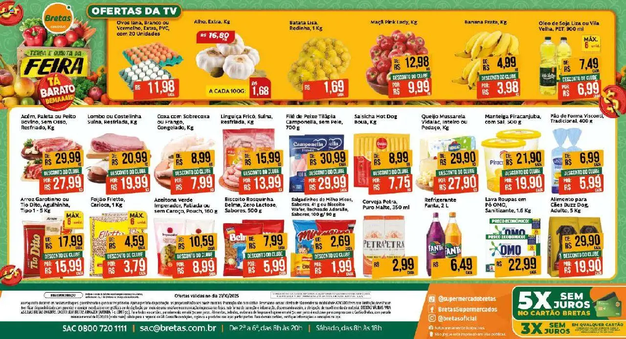 Bretas folheto "Ofertas do Dia" válido a partir de 21/10/2025 - número de página 1